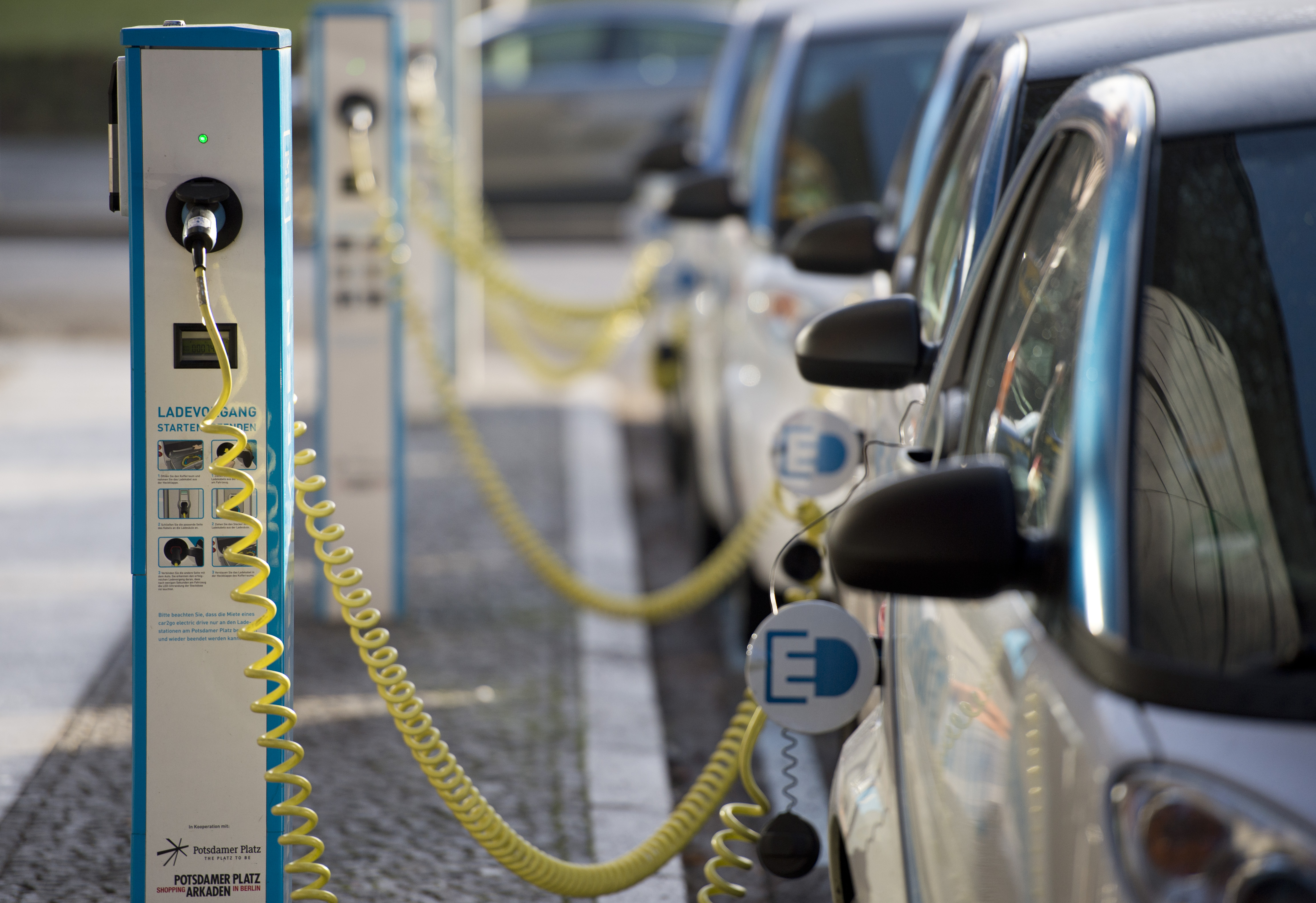 Electric Cars at a Charger Station