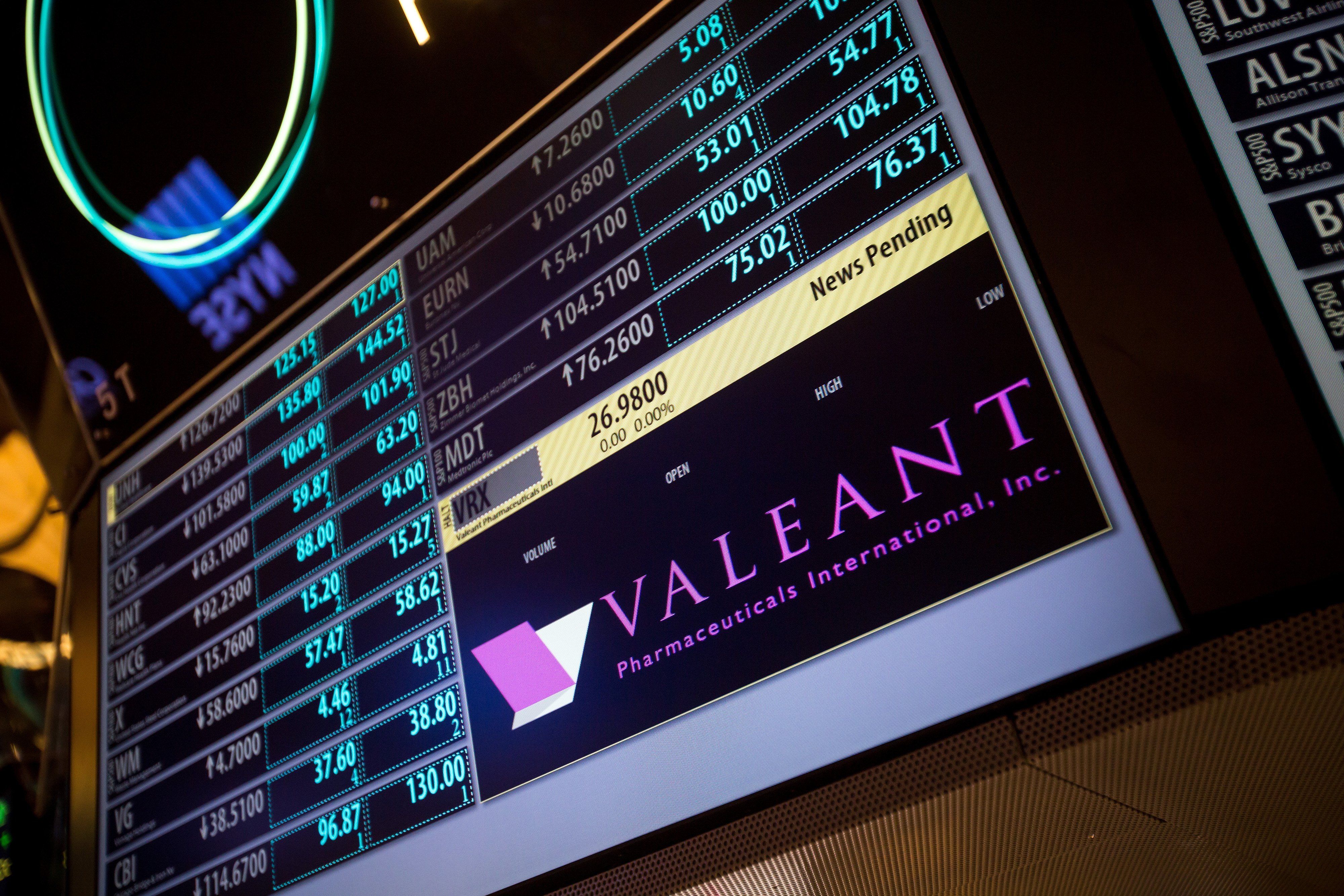 Trading At The NYSE As Valeant Shares Halted Ahead of News Announcement