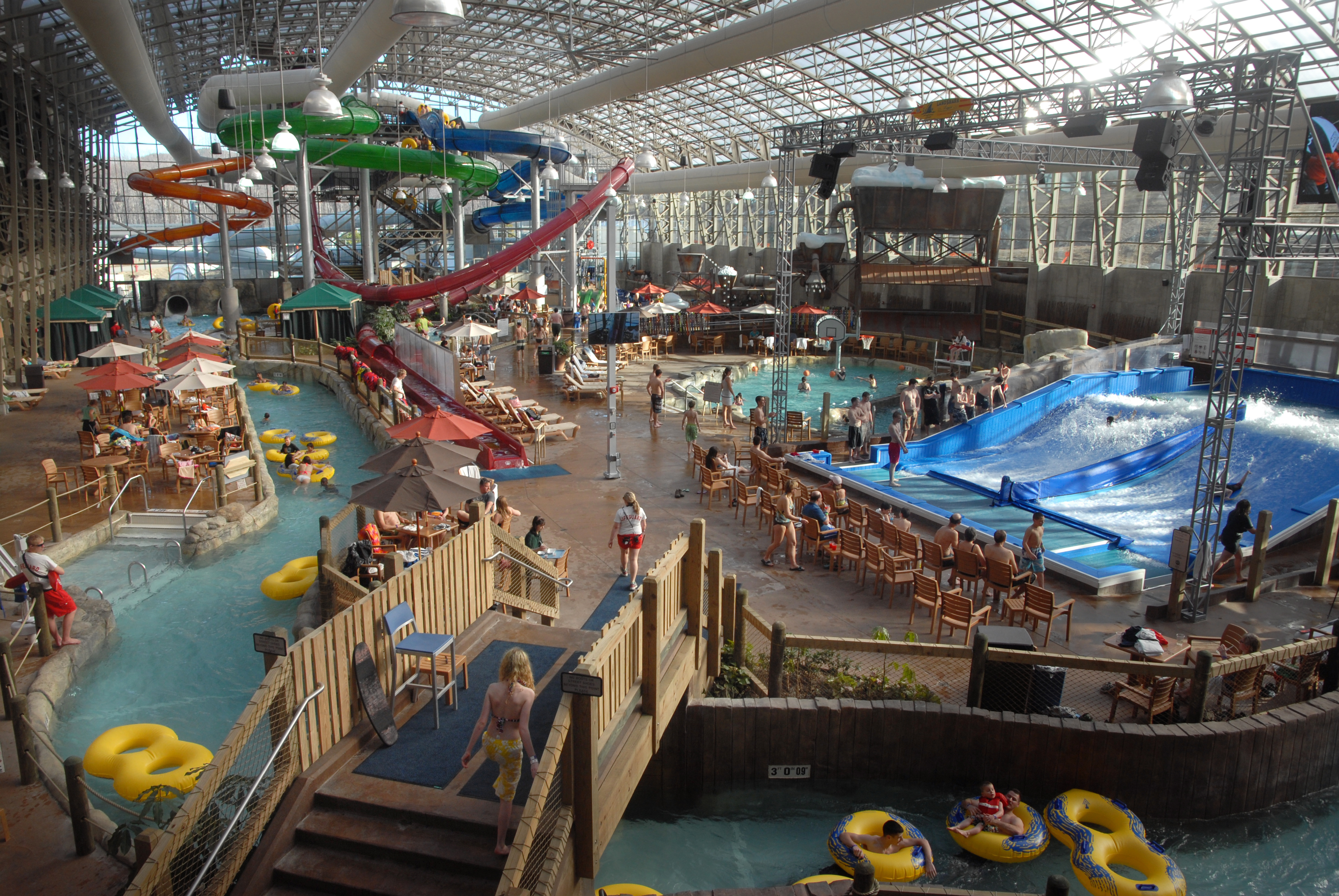 People use the water park at Jay Peak in Jay Vermont