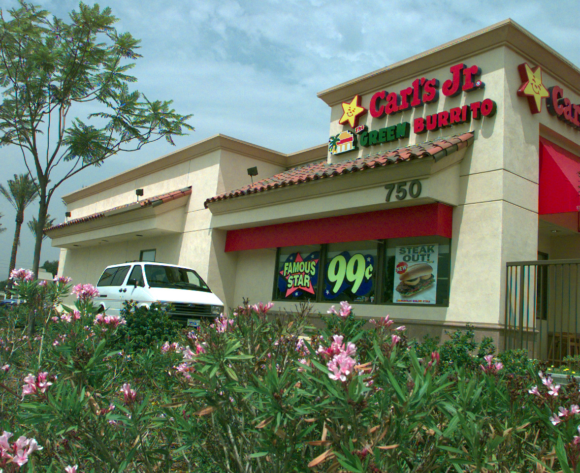 FI.Green.drivethru.extra.KRH.7/21/97.Drivethru of the Carl's Jr. and Green Burrito restaurant in P