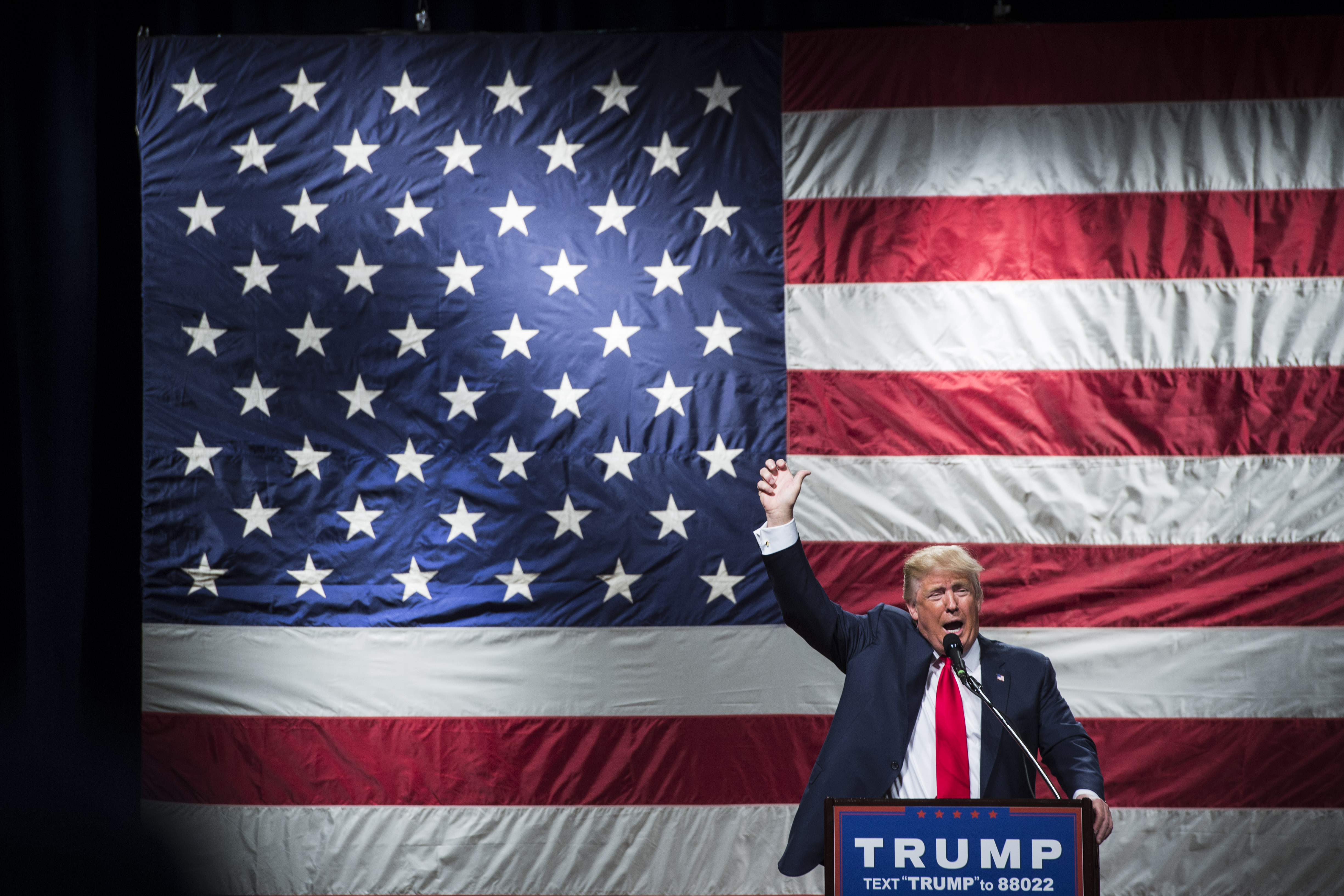 Republican presidential candidate Donald Trump in Poughkeepsie, NY.