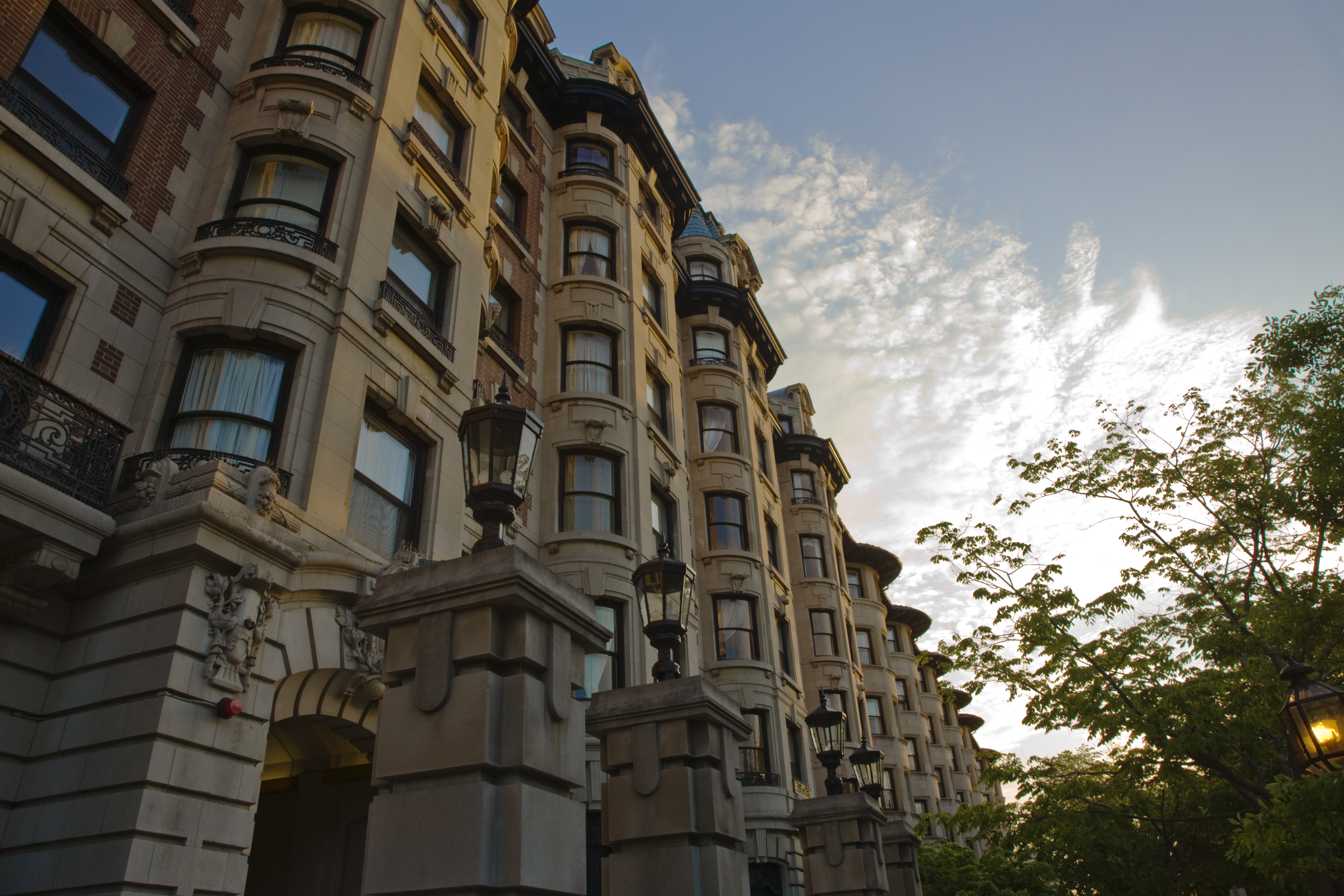 Classic Stone Buildings Along Commonwealth Avenue, Boston, Massachusetts