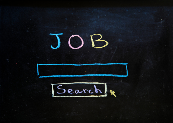 Job search written in chalk on a blackboard
