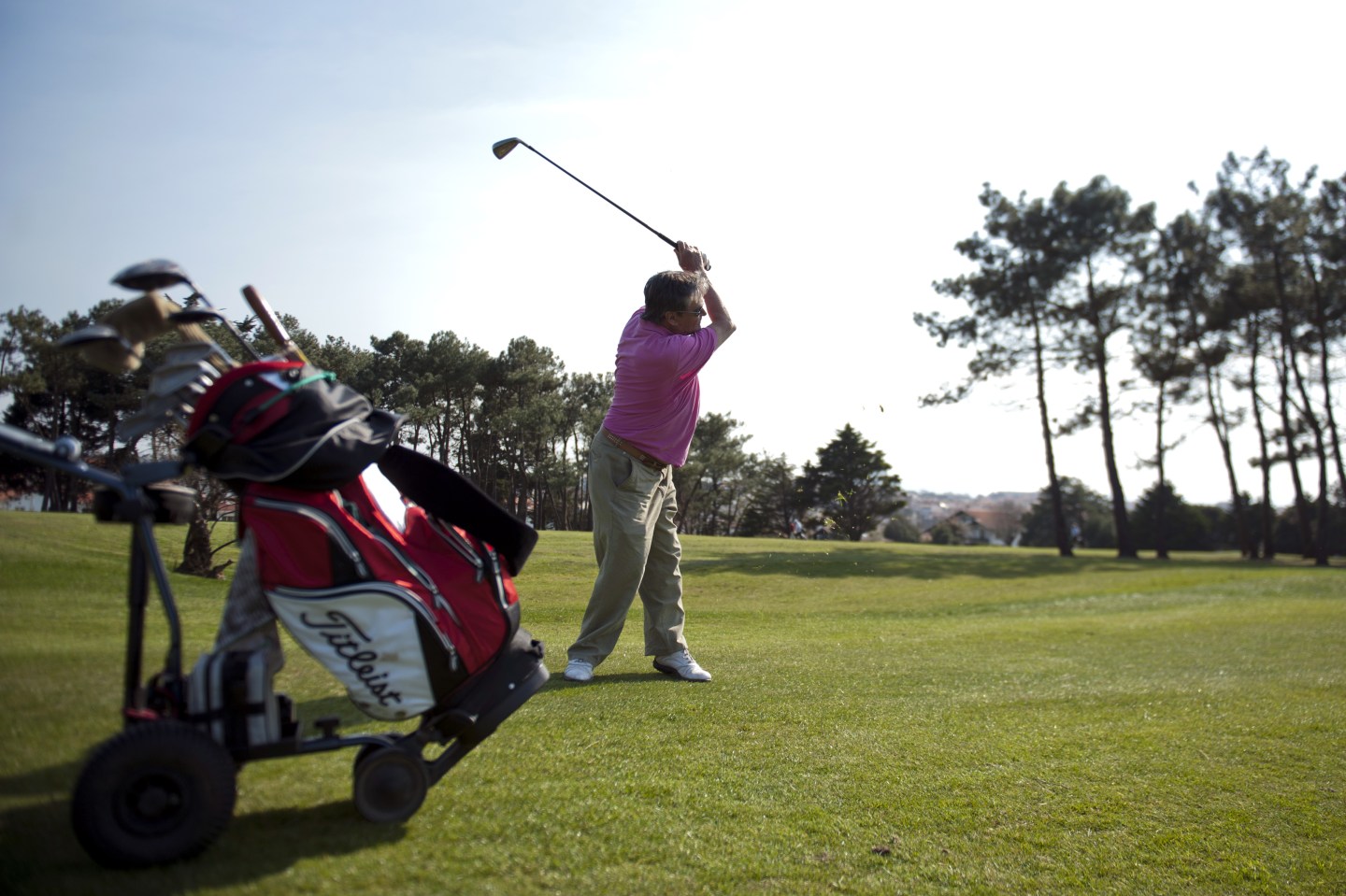 A man plays golf on March 27, 2012 in Bi