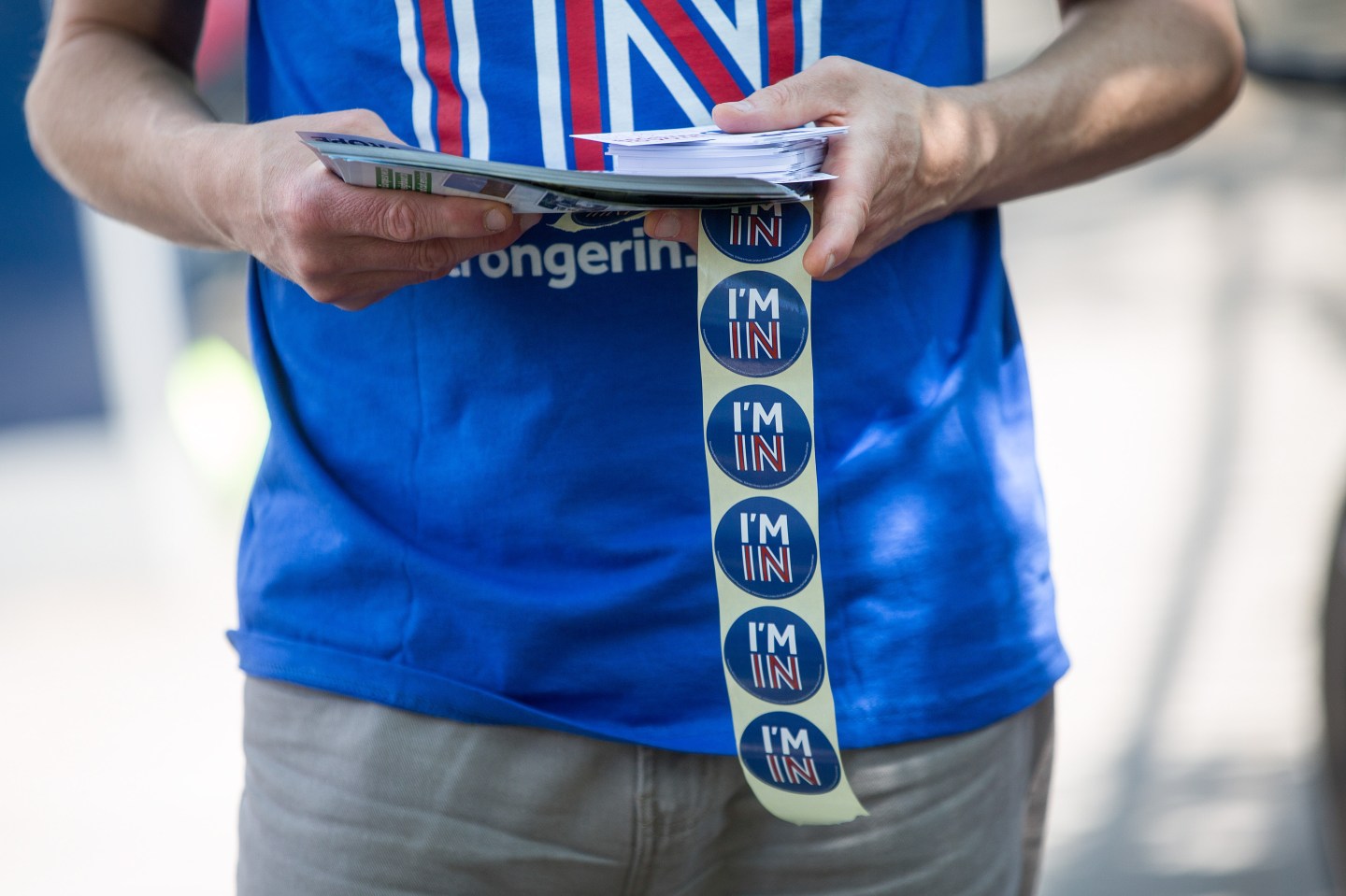 Campaigners Distribute Stronger In Europe Paraphernalia Ahead Of The EU Referendum