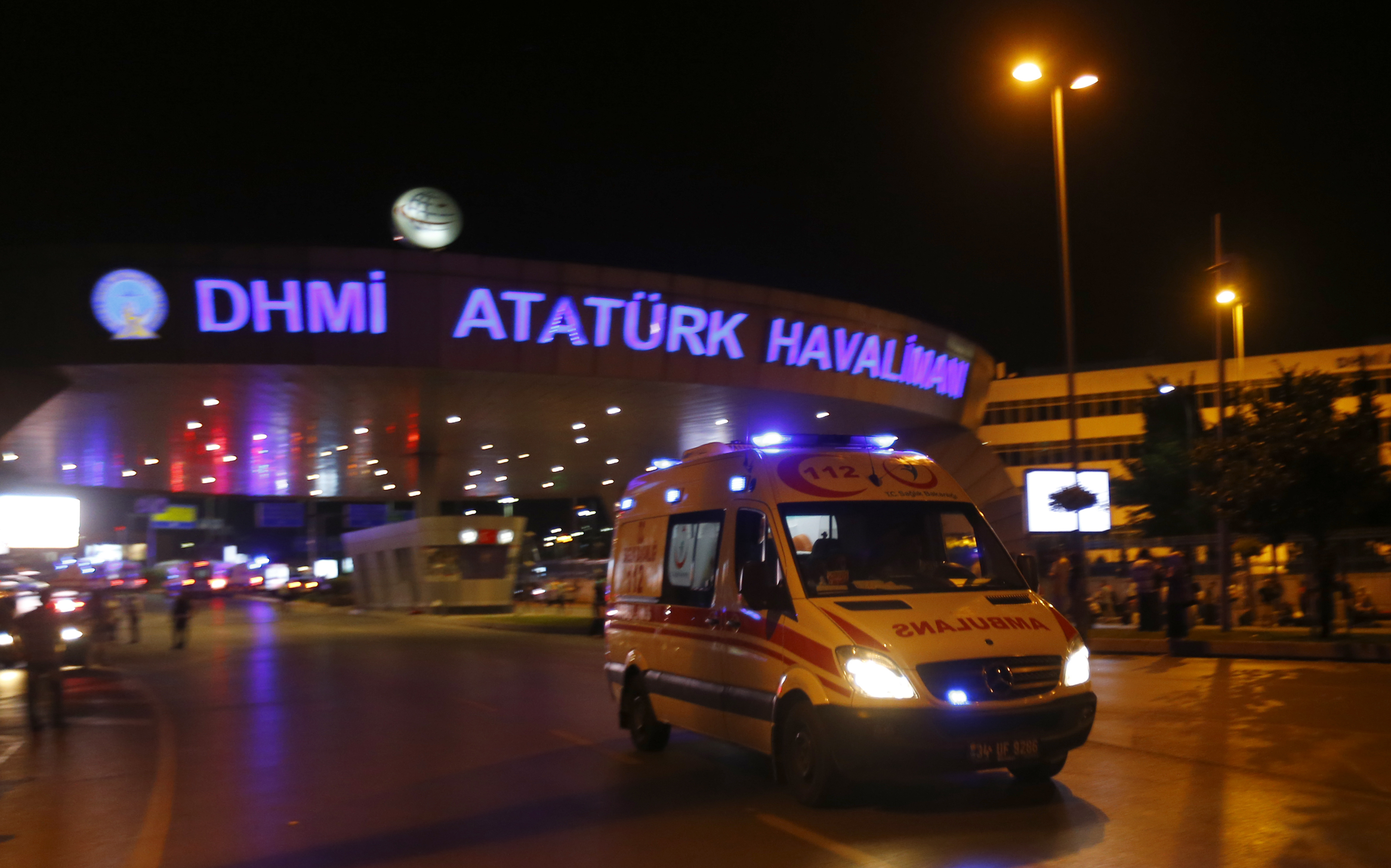 Ambulance cars arrive at Turkey's largest airport, Istanbul Ataturk