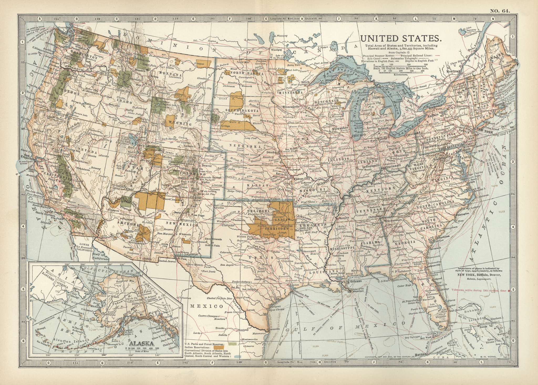 Map of the United States with inset of Alaska