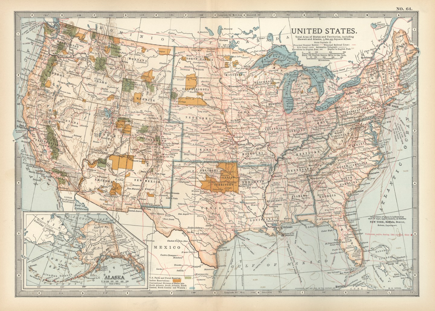 Map of the United States with inset of Alaska