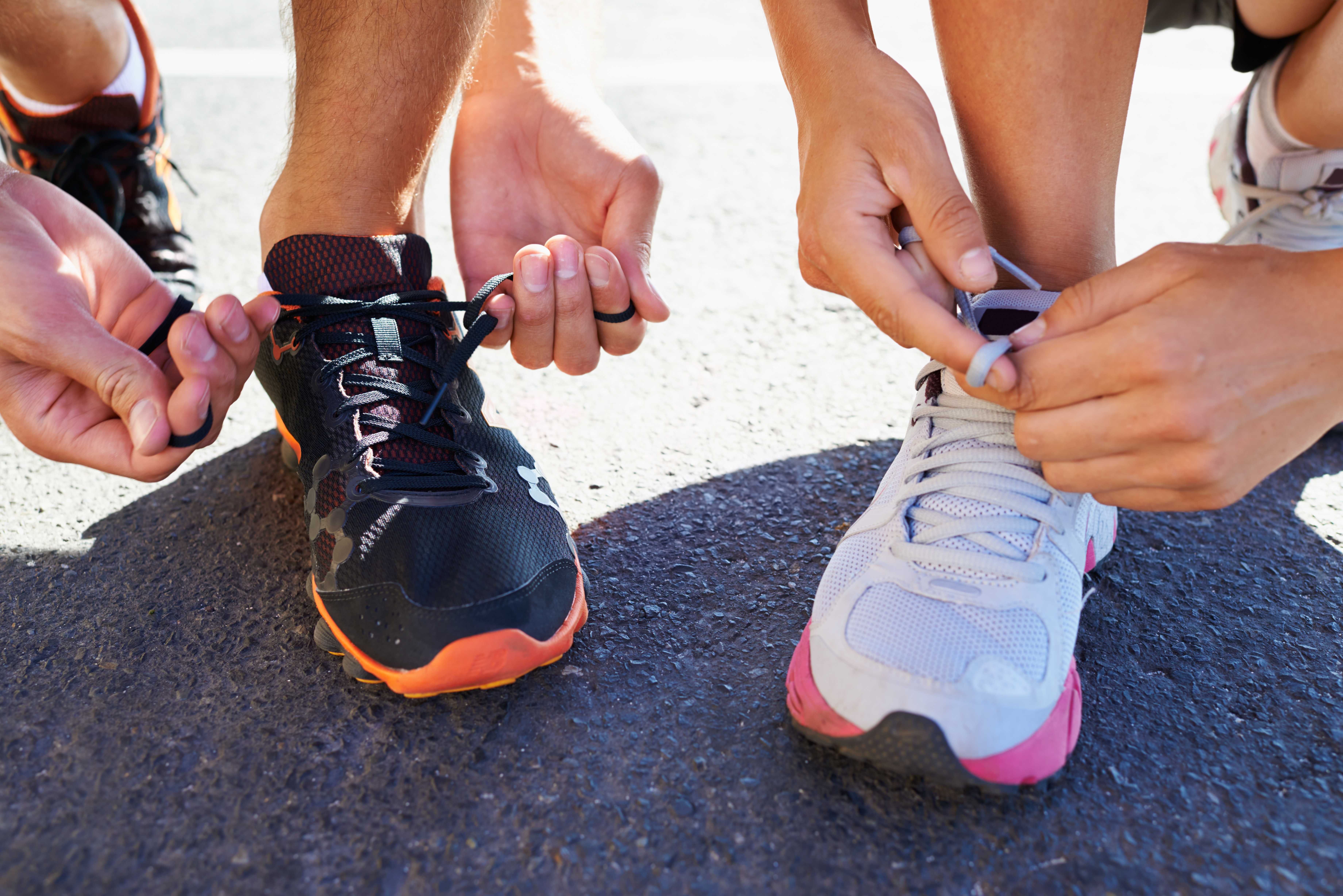 Lacing up before the run