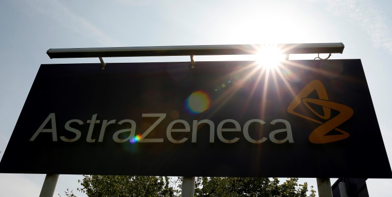 A sign is seen at an AstraZeneca site in Macclesfield