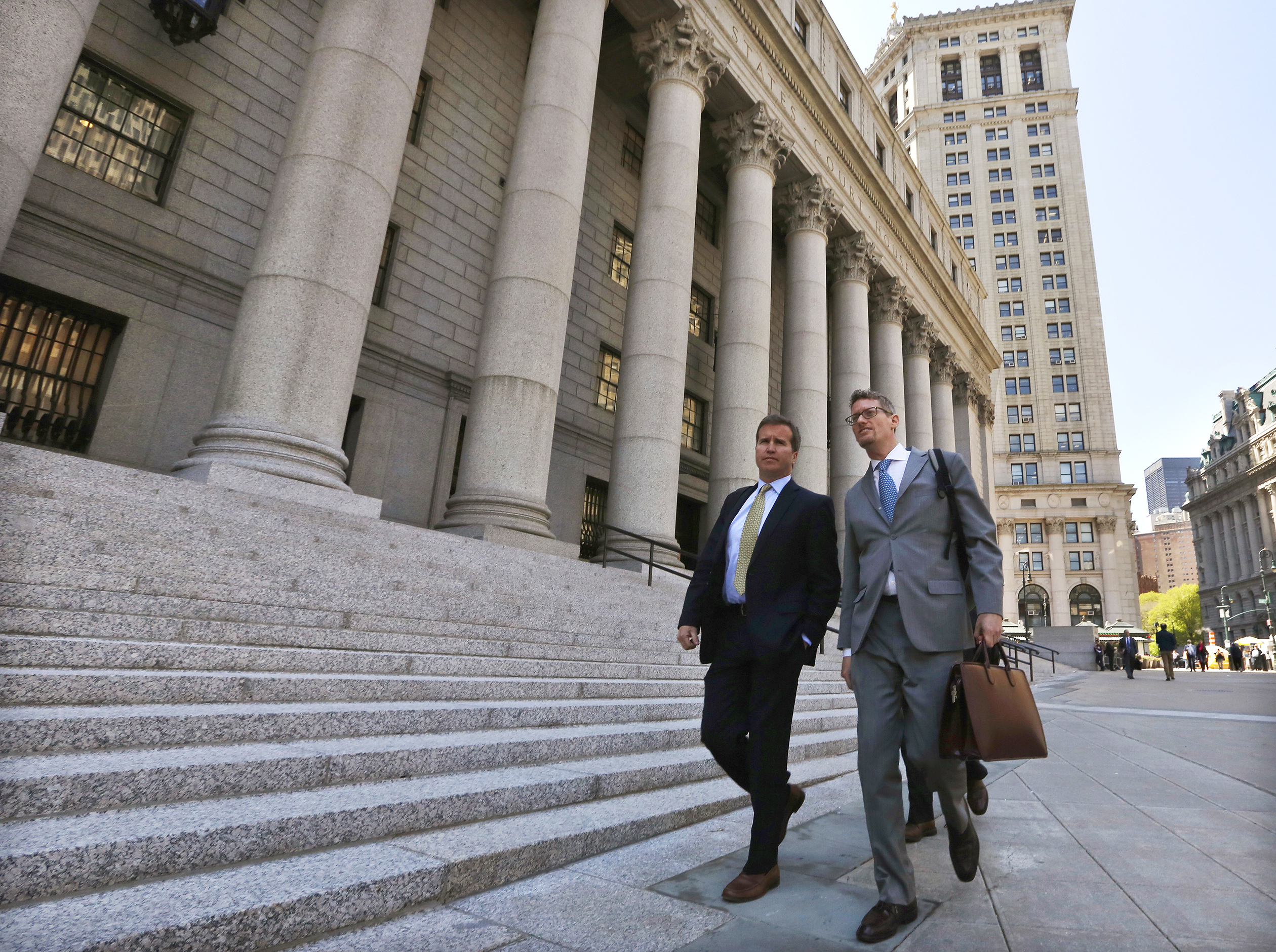 Todd Newman, Diamondback Capital Management portfolio manager, exits the United States Court in Manhattan