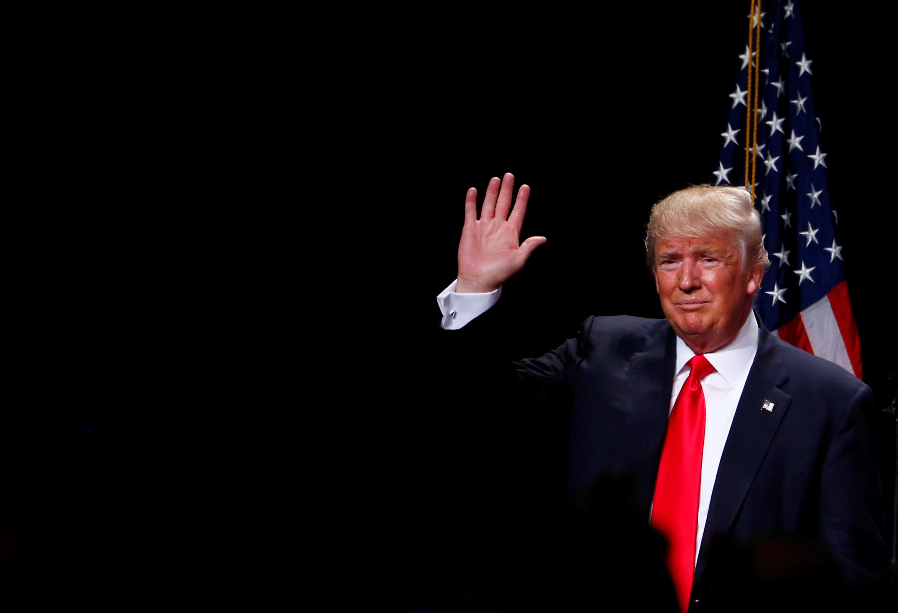 Republican U.S. presidential nominee Donald Trump speaks to the Detroit Economic Club at the Cobo Center in Detroit, Michigan