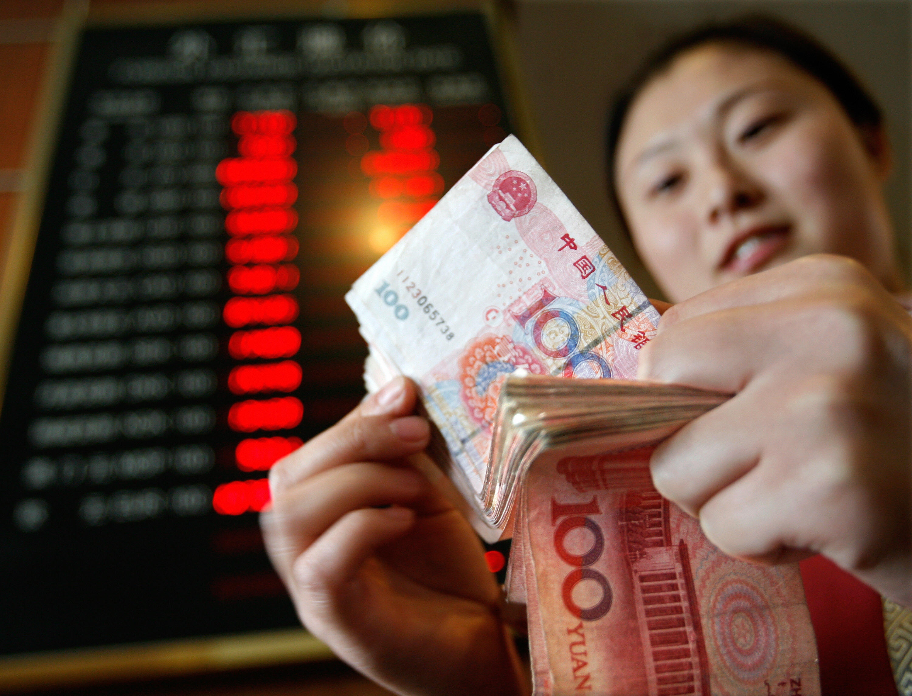 A hotel employee at a foreign exchange c