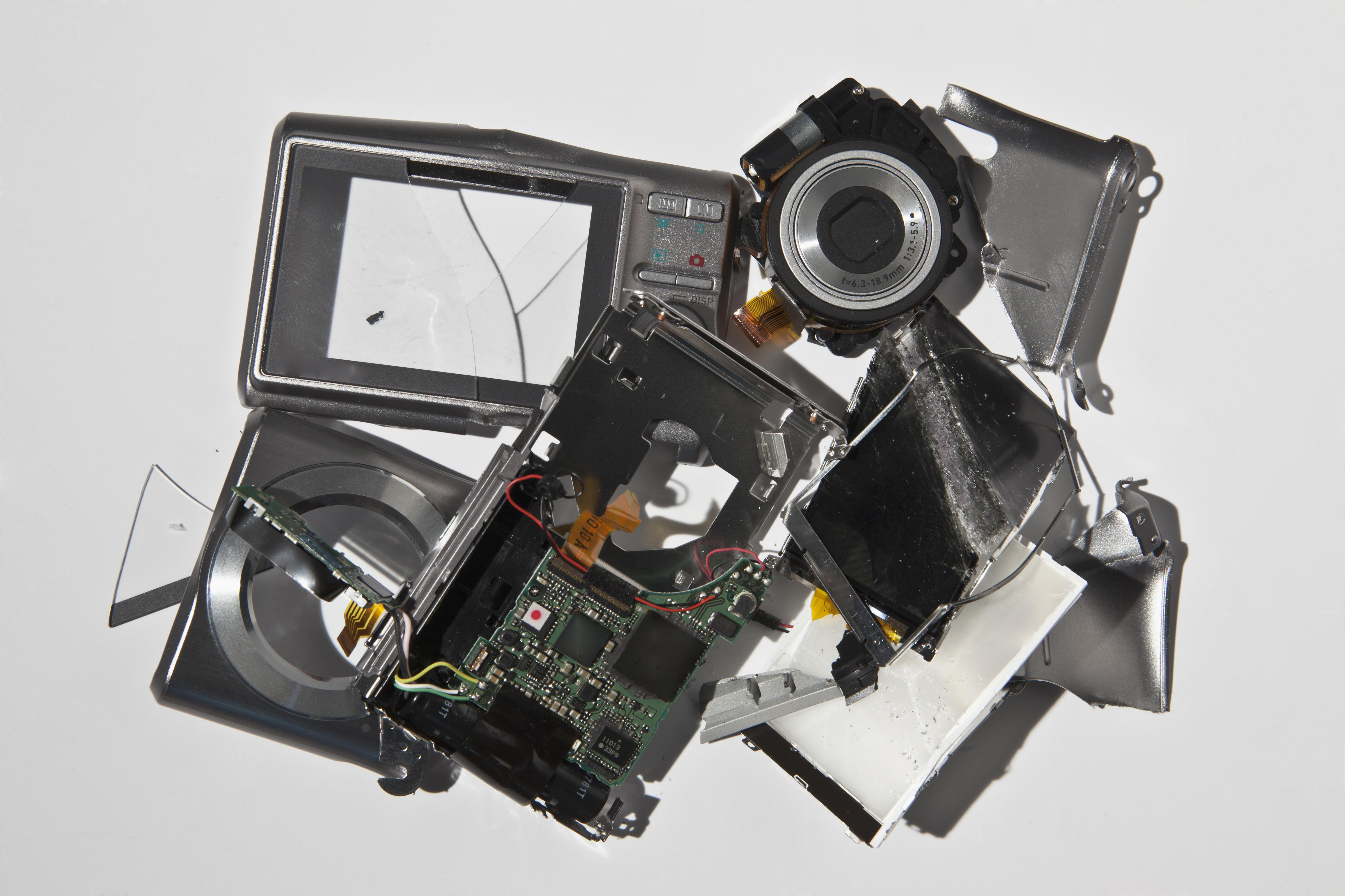 Pile of smashed camera parts