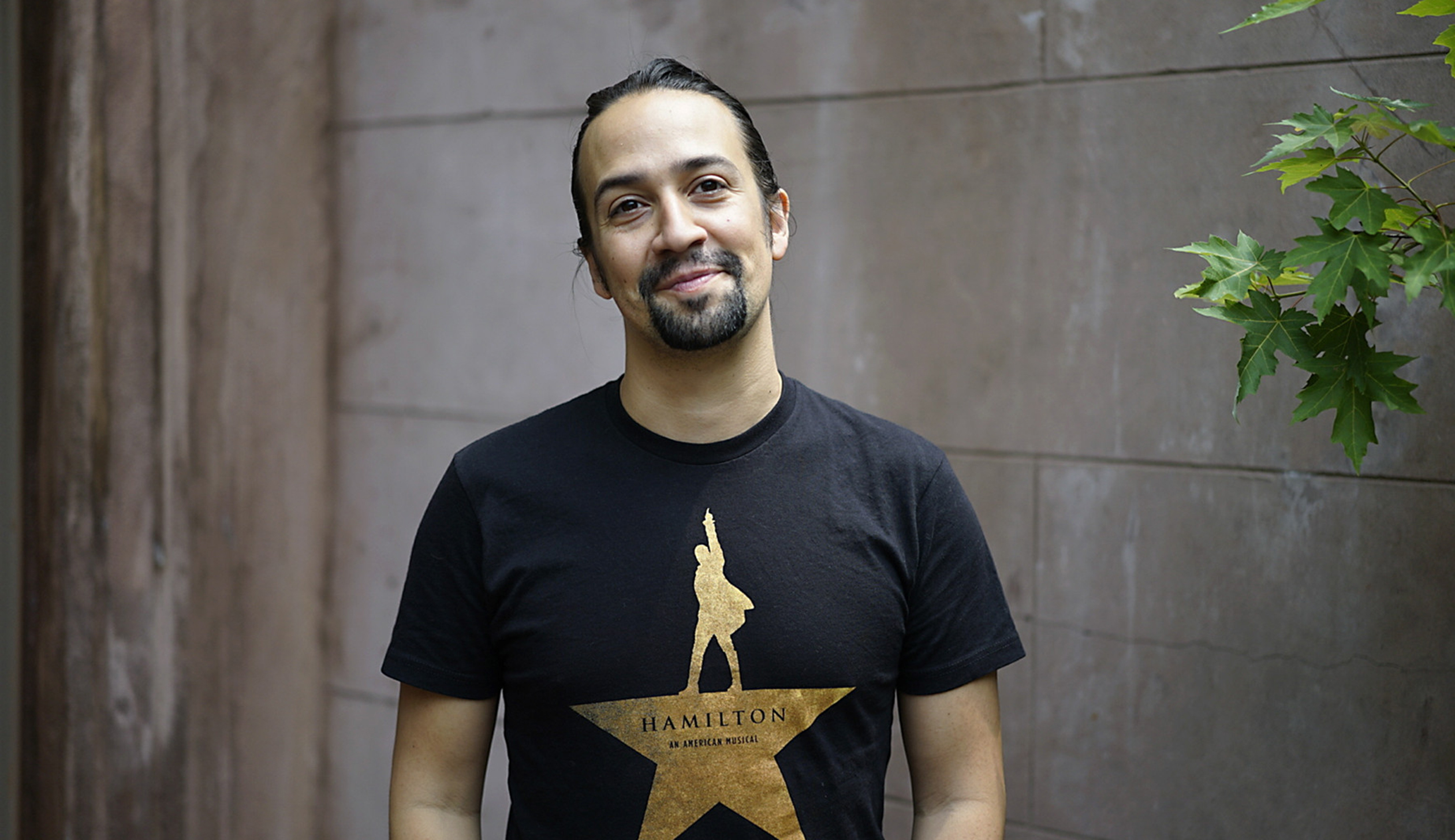 Lin-Manuel Miranda, a Tony Award-winning composer and star of his musical "Hamilton," near the Richard Rodgers Theater in New York.