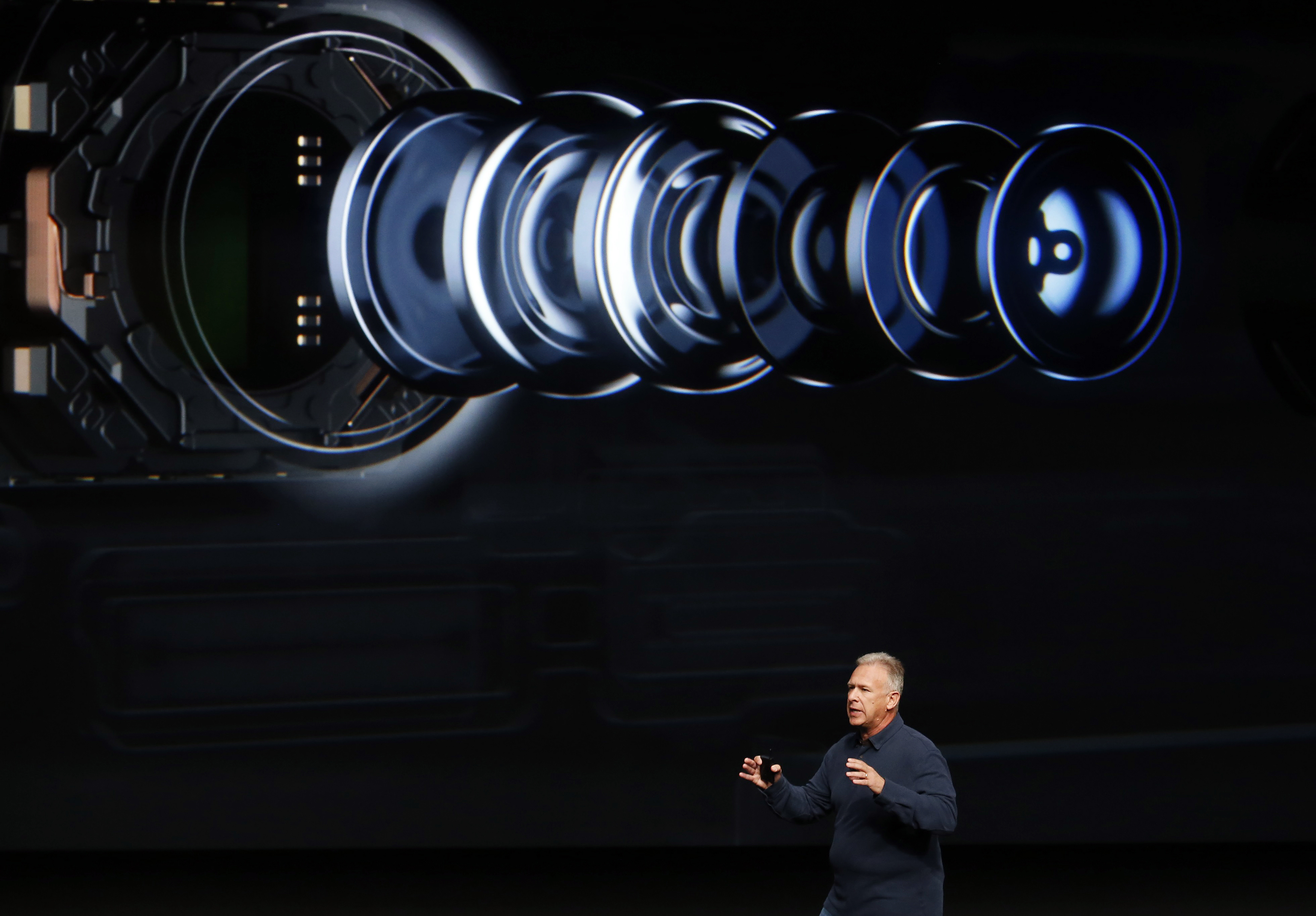 Phil Schiller discusses the camera on the iPhone7 during a media event in San Francisco
