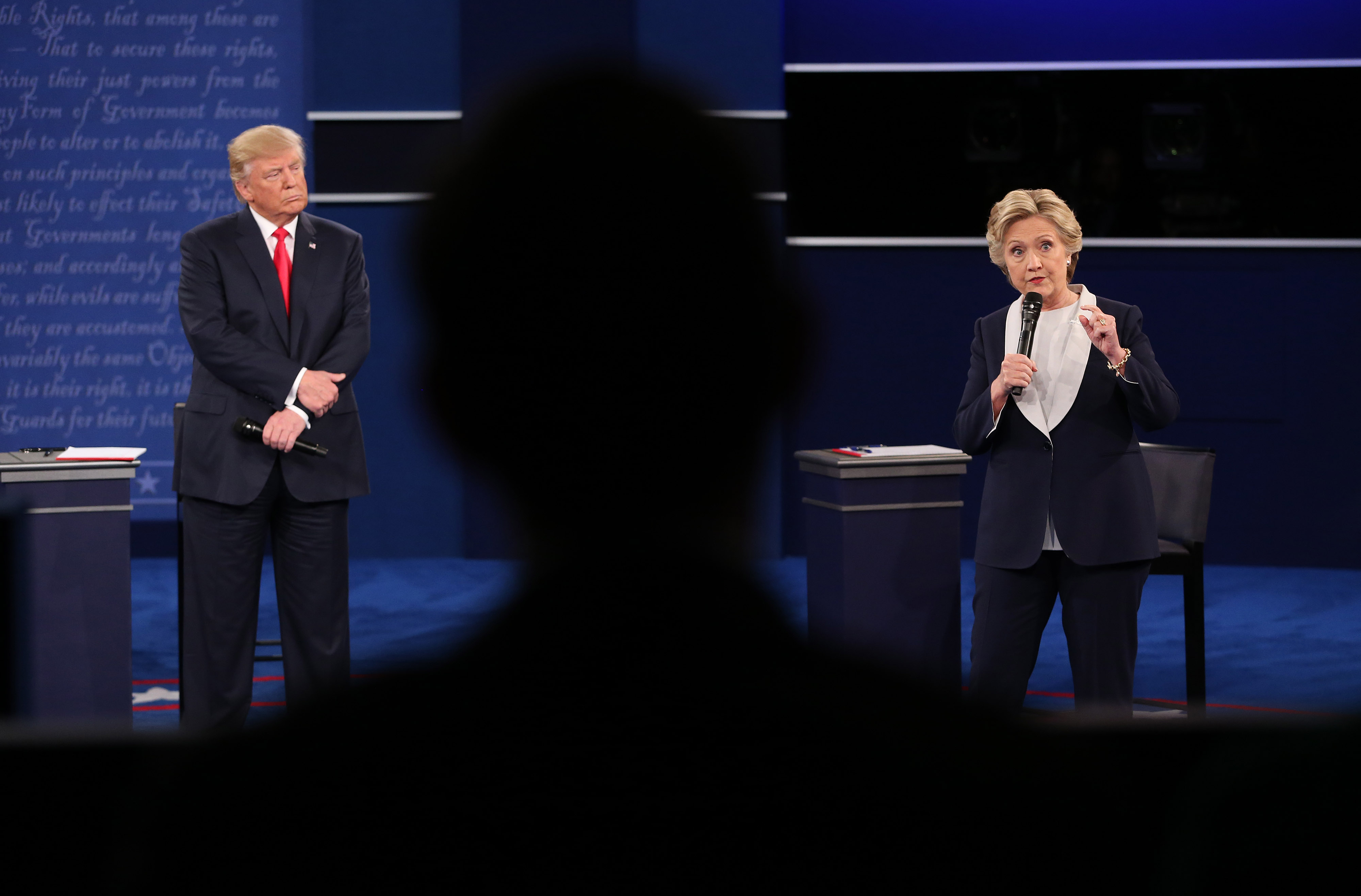 Candidates Hillary Clinton And Donald Trump Hold Second Presidential Debate At Washington University