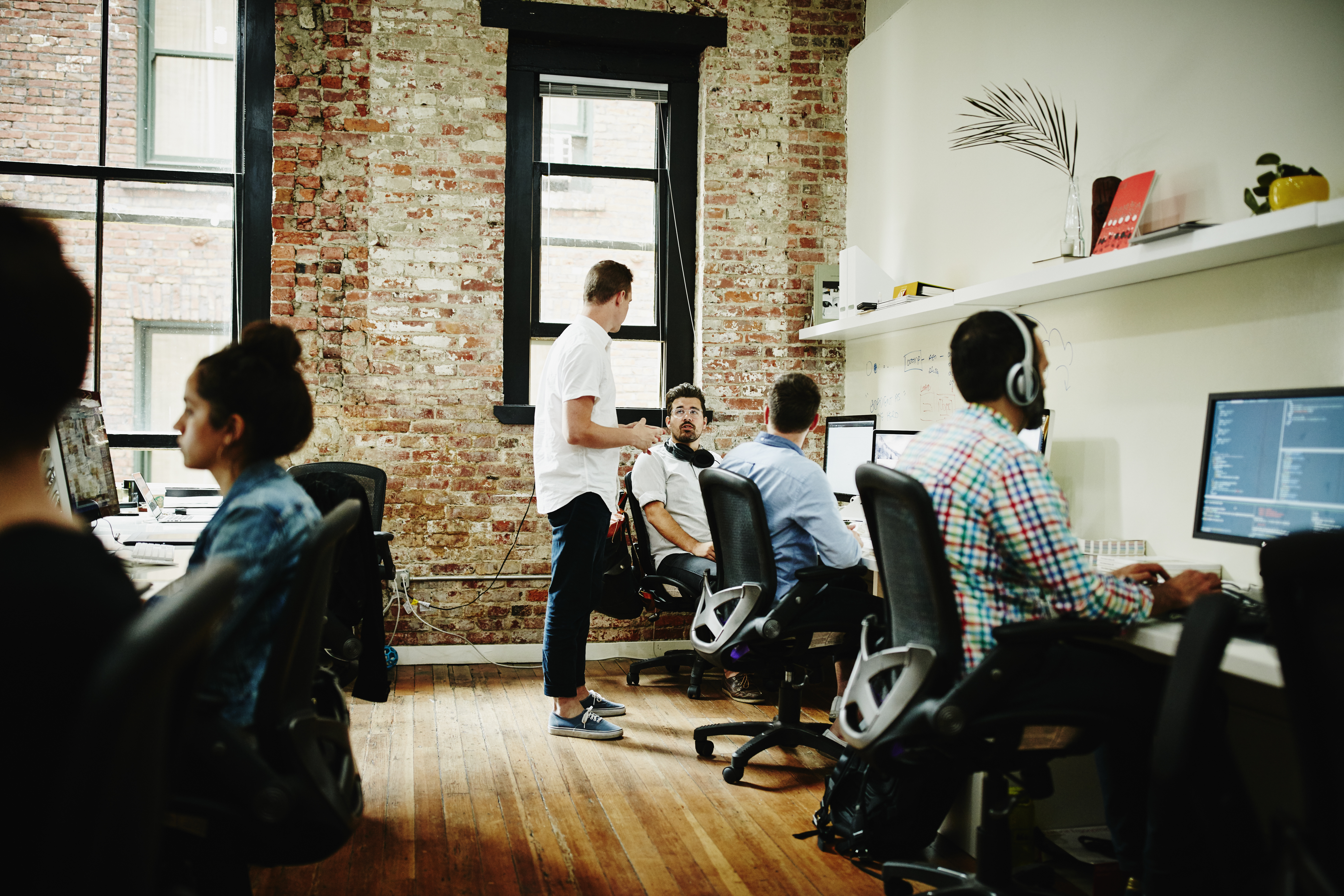 Business partners in discussion in startup office