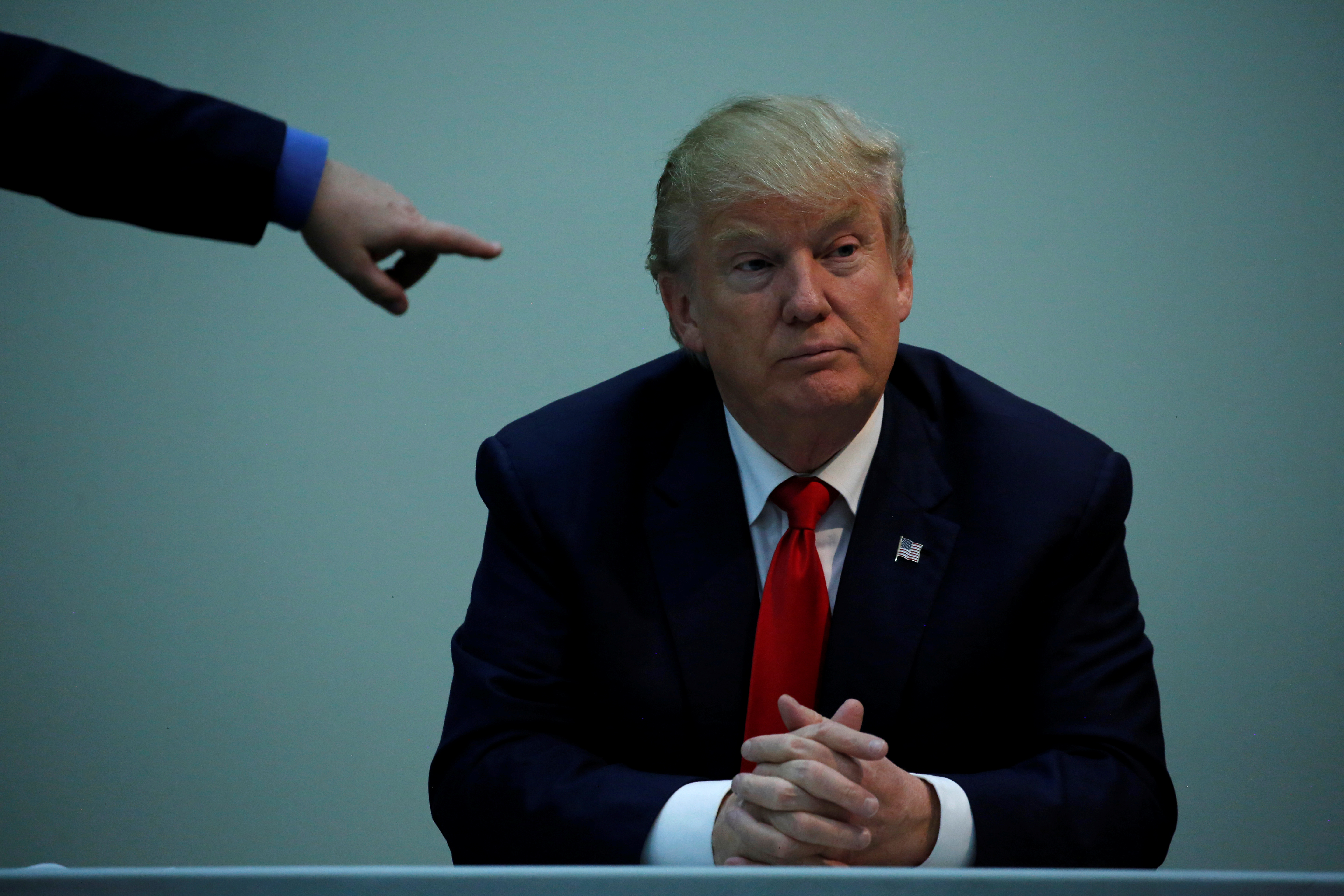 Trump meets with law enforcement and first responders at the St. Johns County Sheriff's Department in St. Augustine, Florida