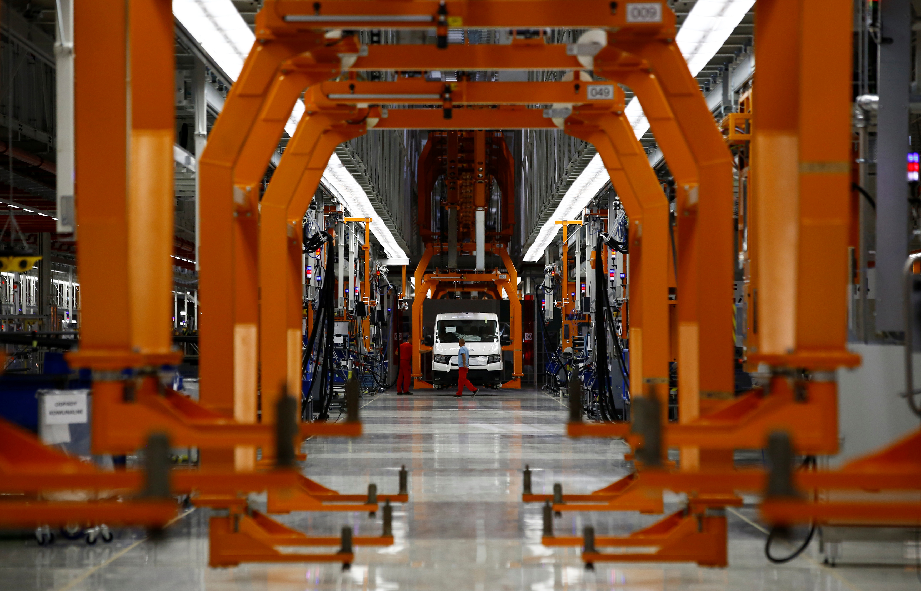 A new Volkswagen Crafter production line is seen at the newly opened Volkswagen factory in Wrzesnia near Poznan