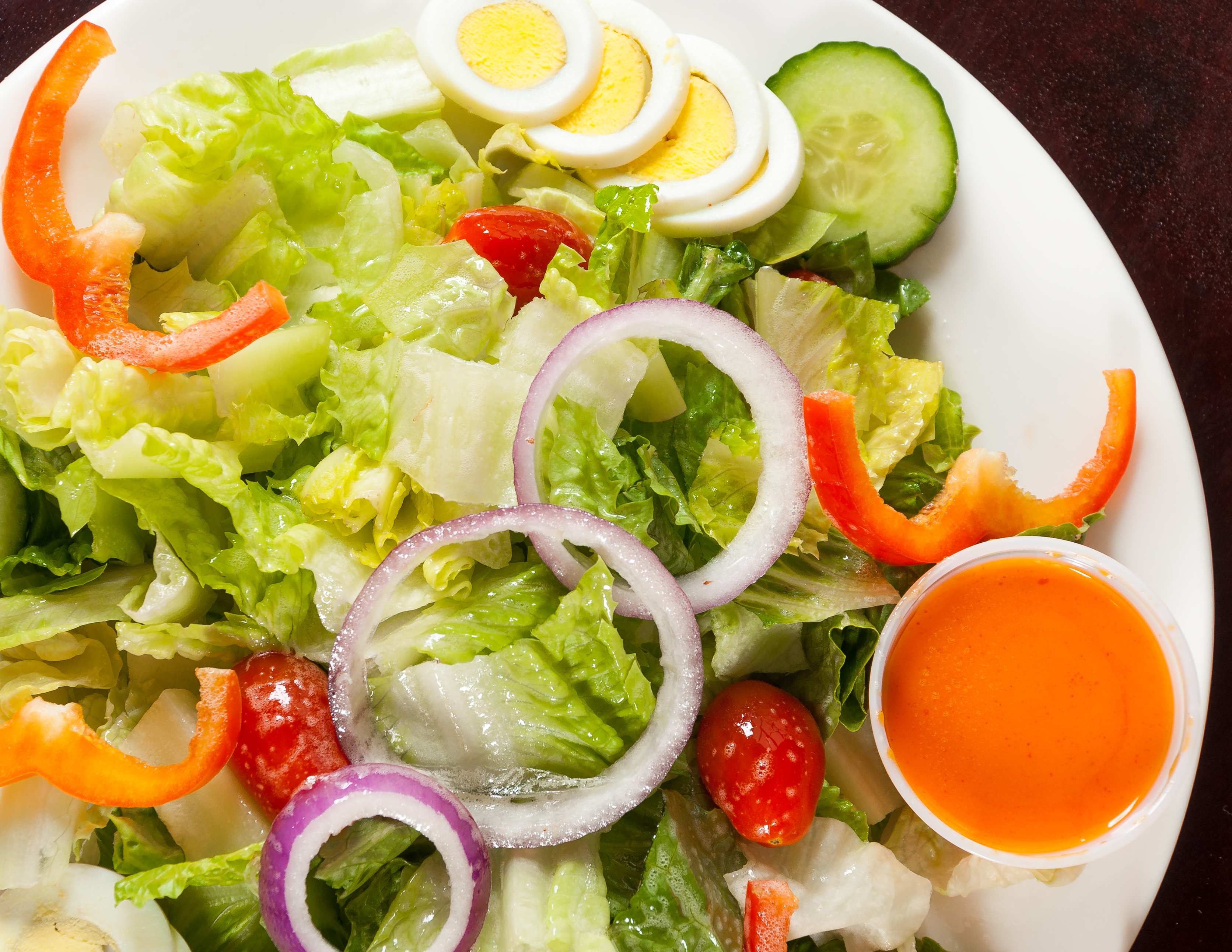 Close up on a nutritious fresh garden salad containing