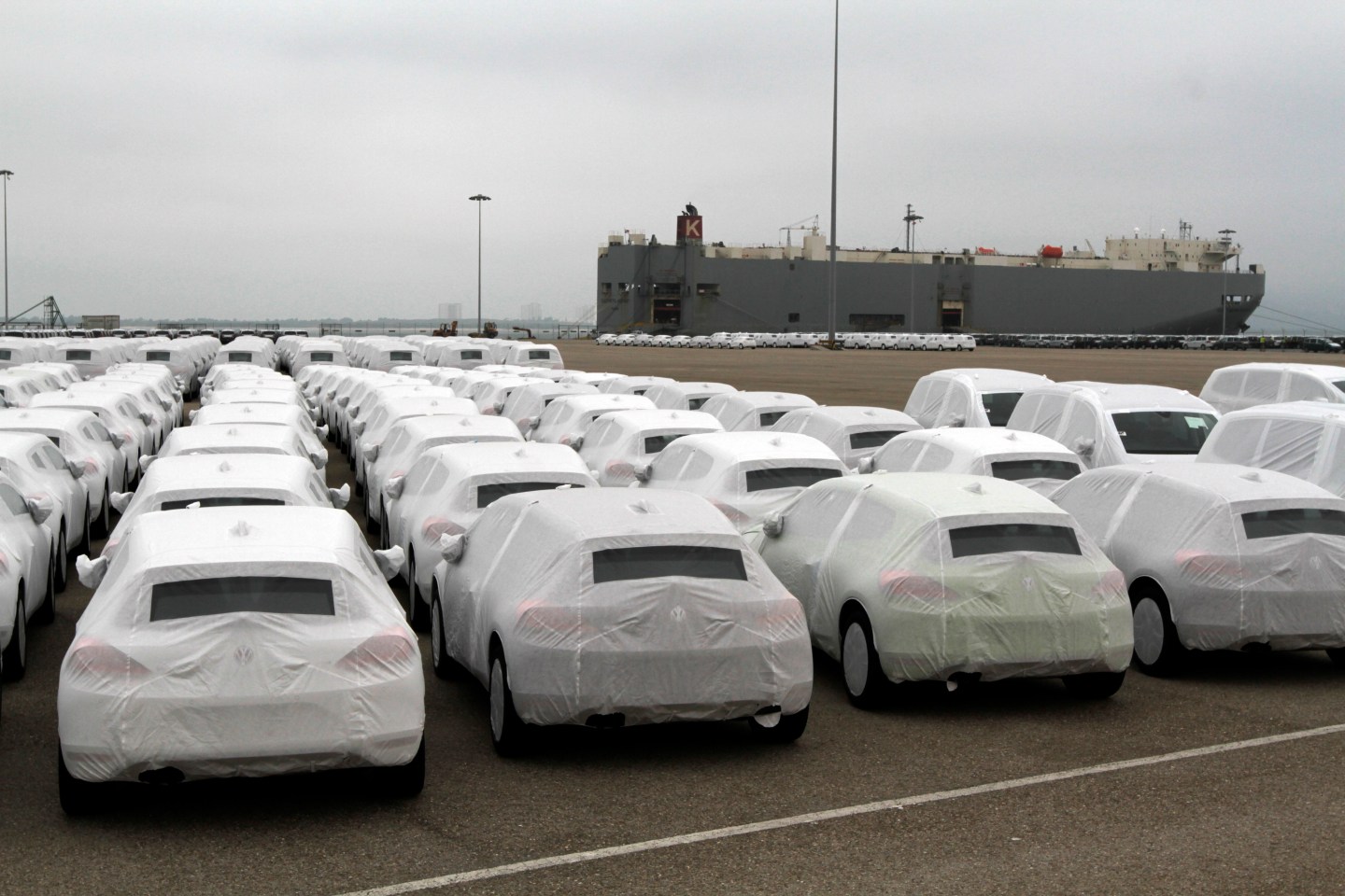 Volkswagen AG Automobile Manufacture And Shipping Operations As European Car Production Grows