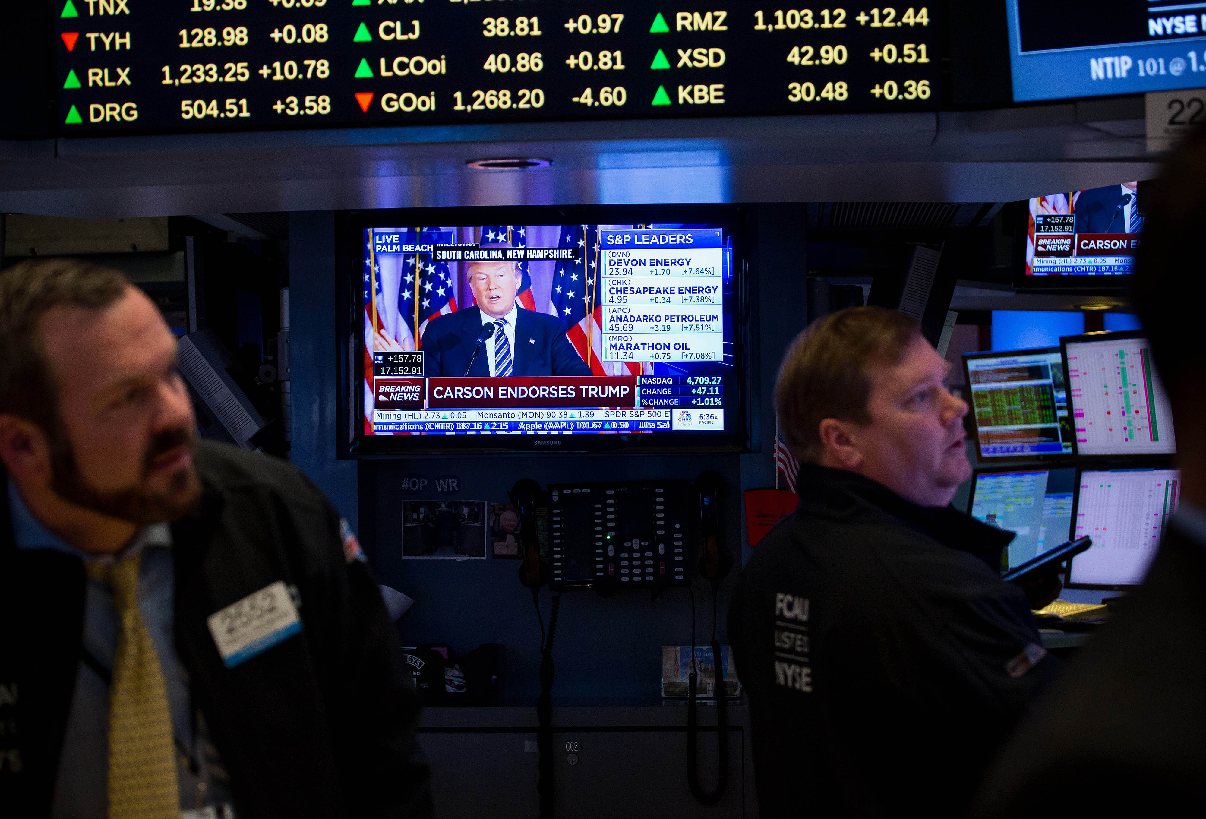 Trading On The Floor Of The NYSE As U.S. Stocks Join Global Rally While Investors Embrace ECB Measures