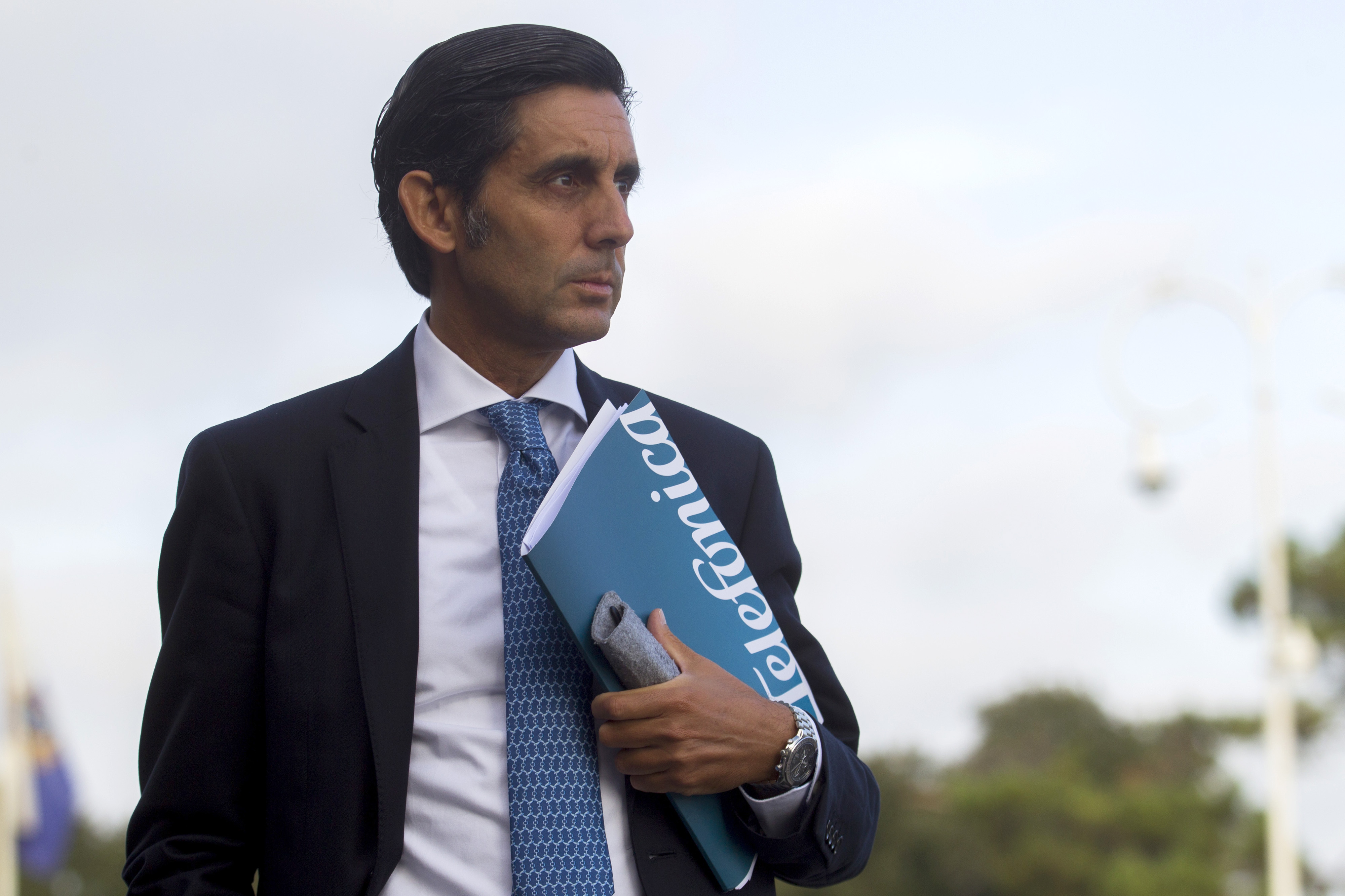Telefonica CEO Jose Maria Alvarez-Pallete arrives for the 30th Telecommunications and Digital Economy conference in Santander, Spain, on Monday, Sept. 5, 2016.