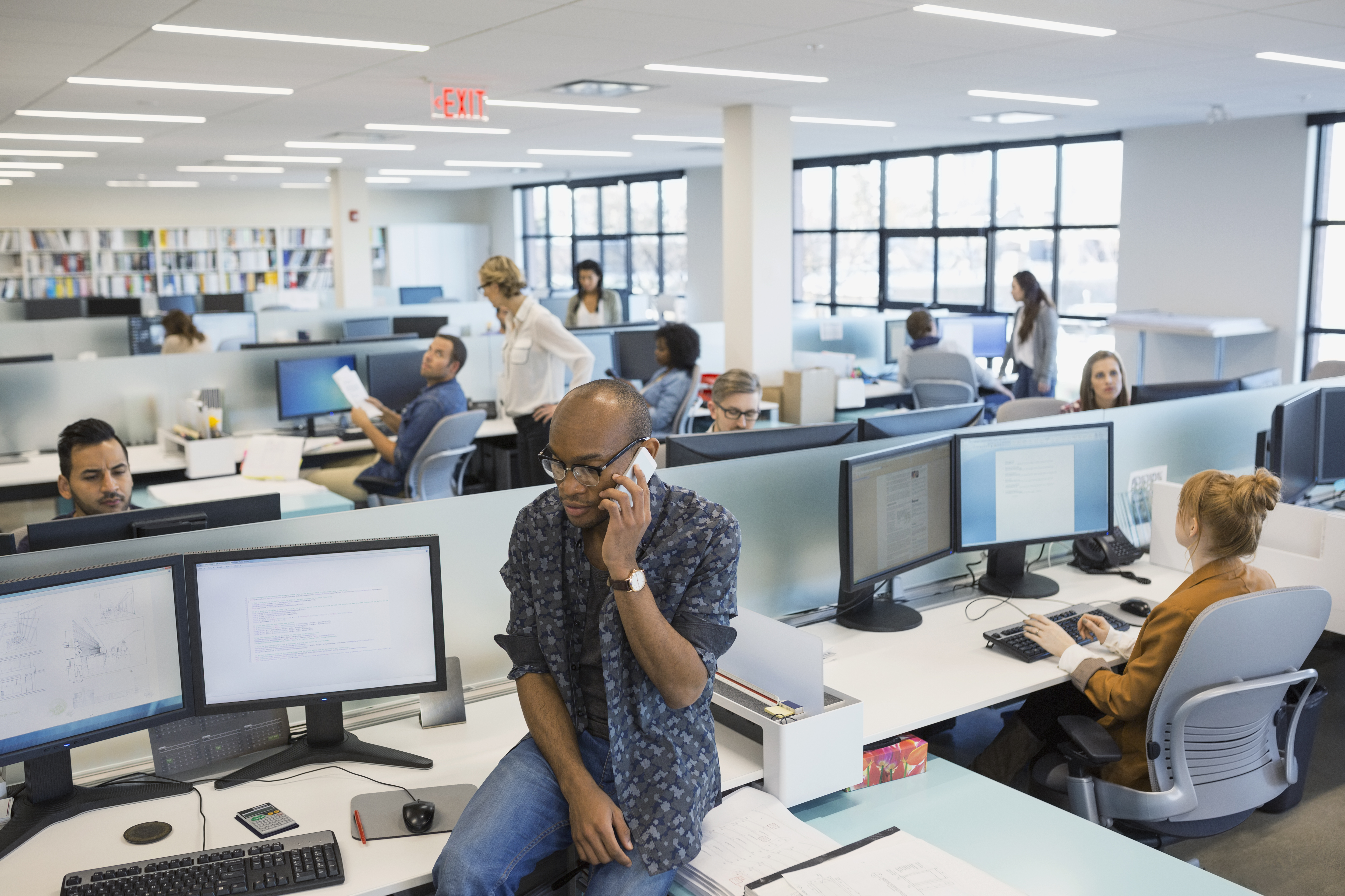 Business people working in open office