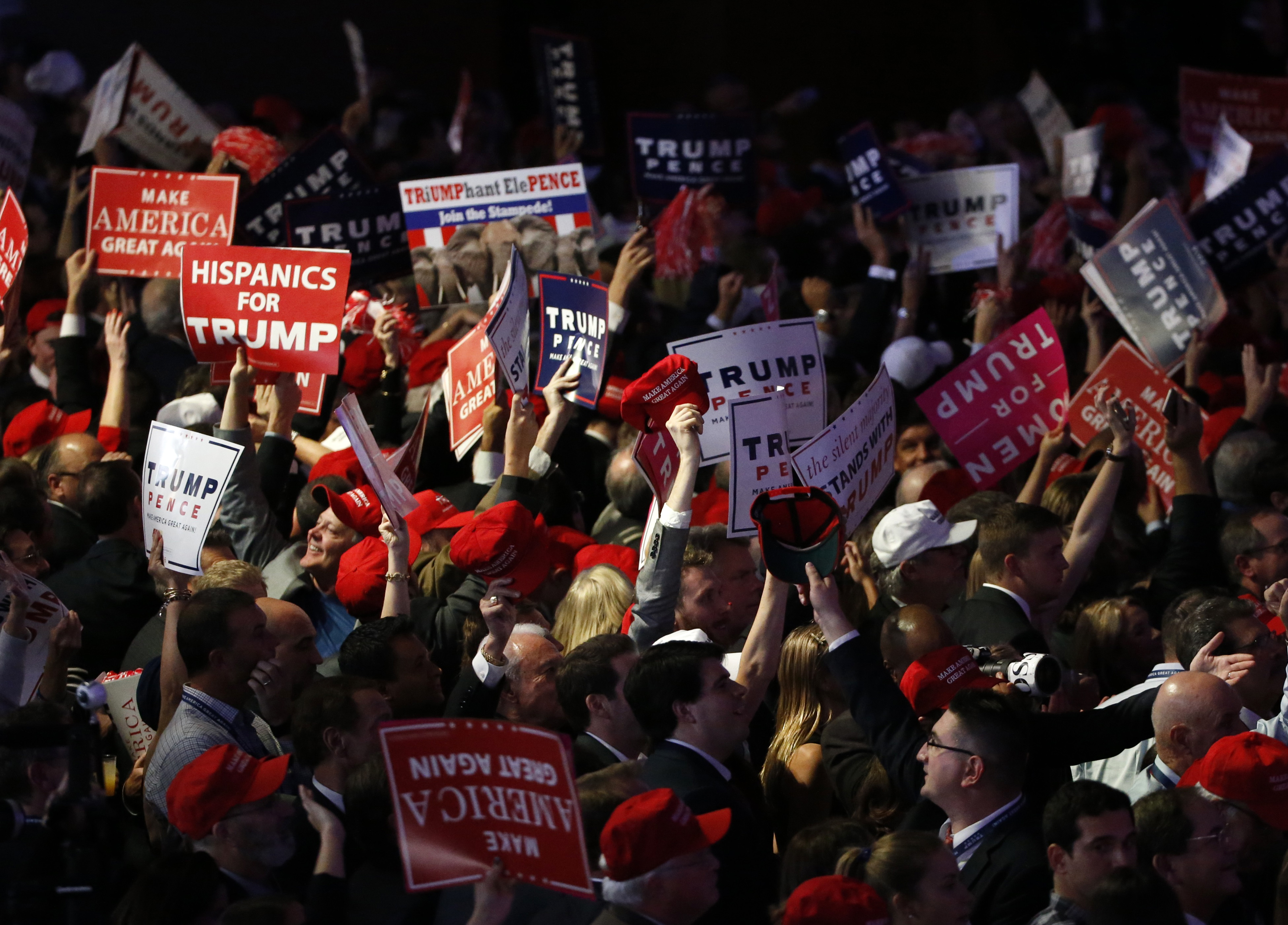 Trump supporters celebrate as election returns come in at Republican U.S. presidential nominee Donald Trump's election night rally in New York