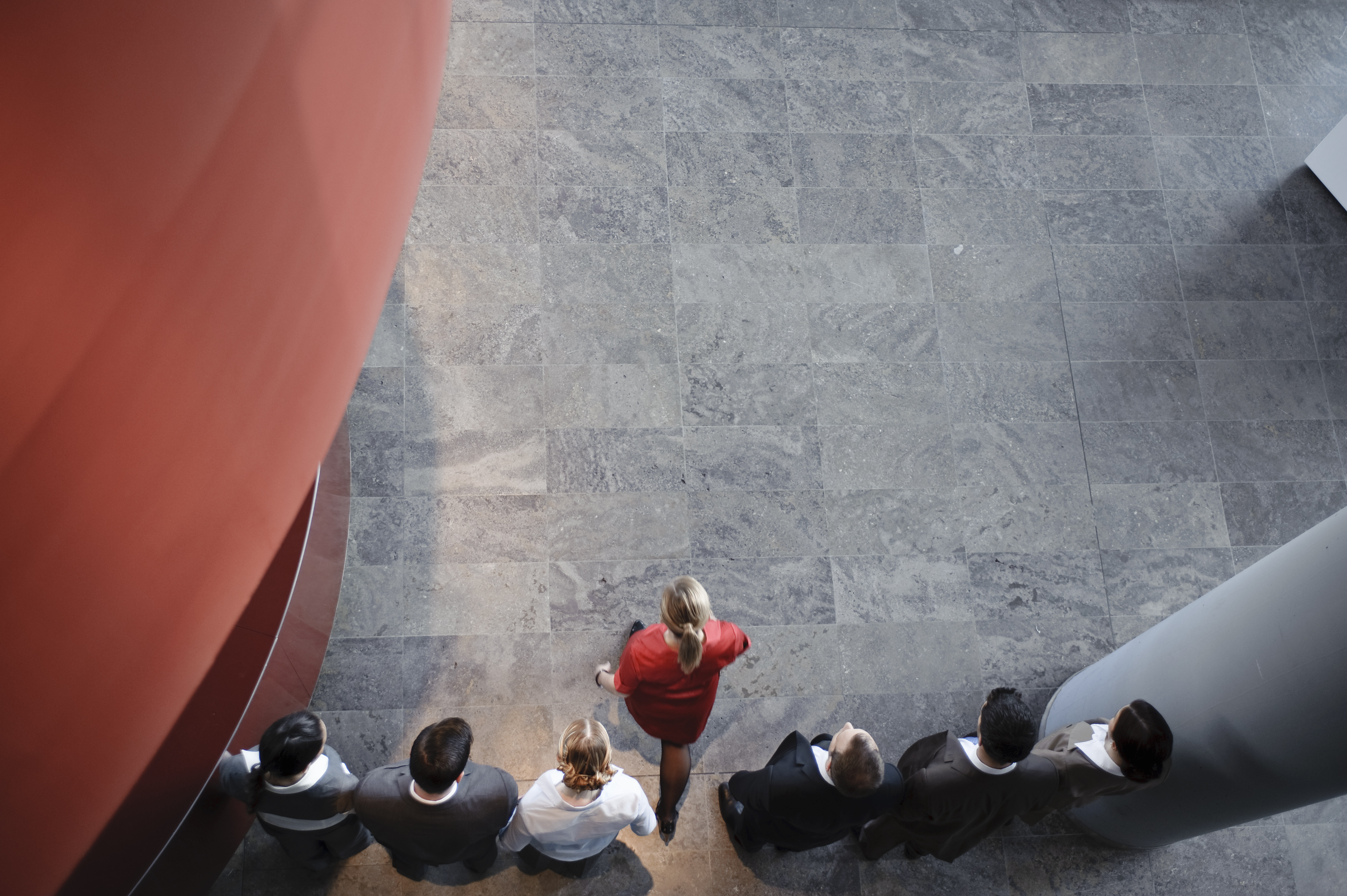 Woman is making first step in a row