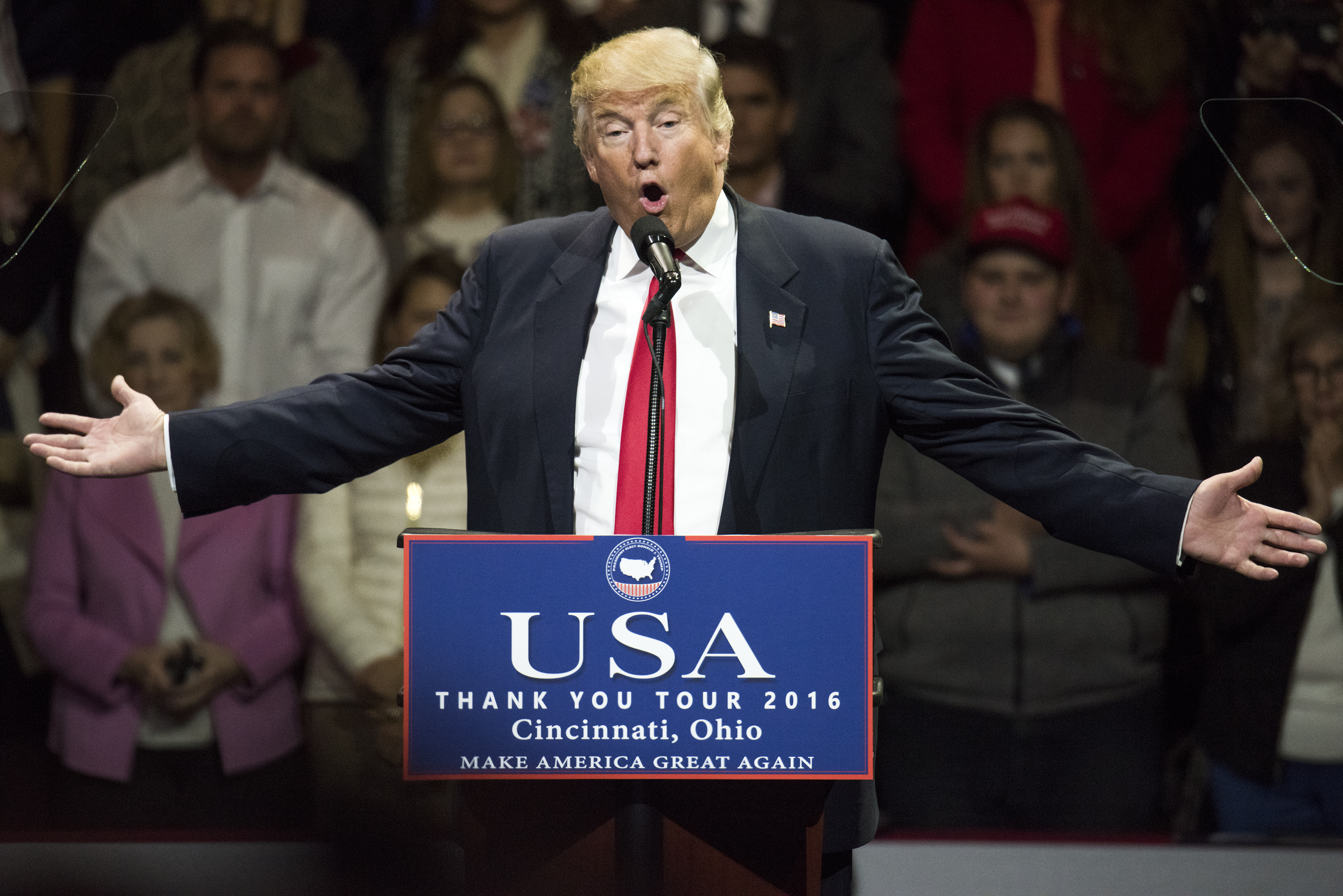 President-Elect Donald Trump And Vice President Elect Pence Hold Election Victory Rally In Ohio