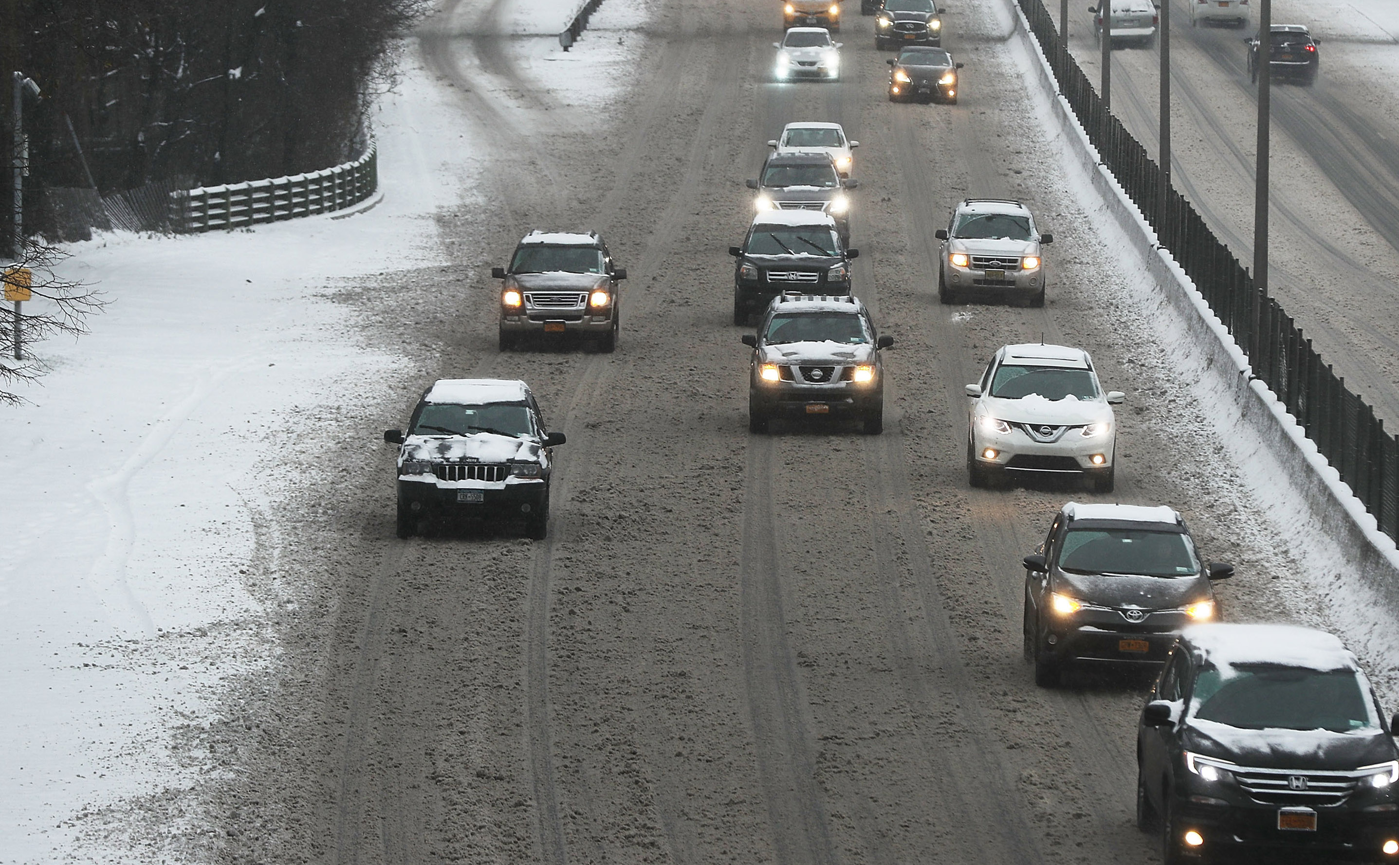 Cold Front Brings Snow To New York Area
