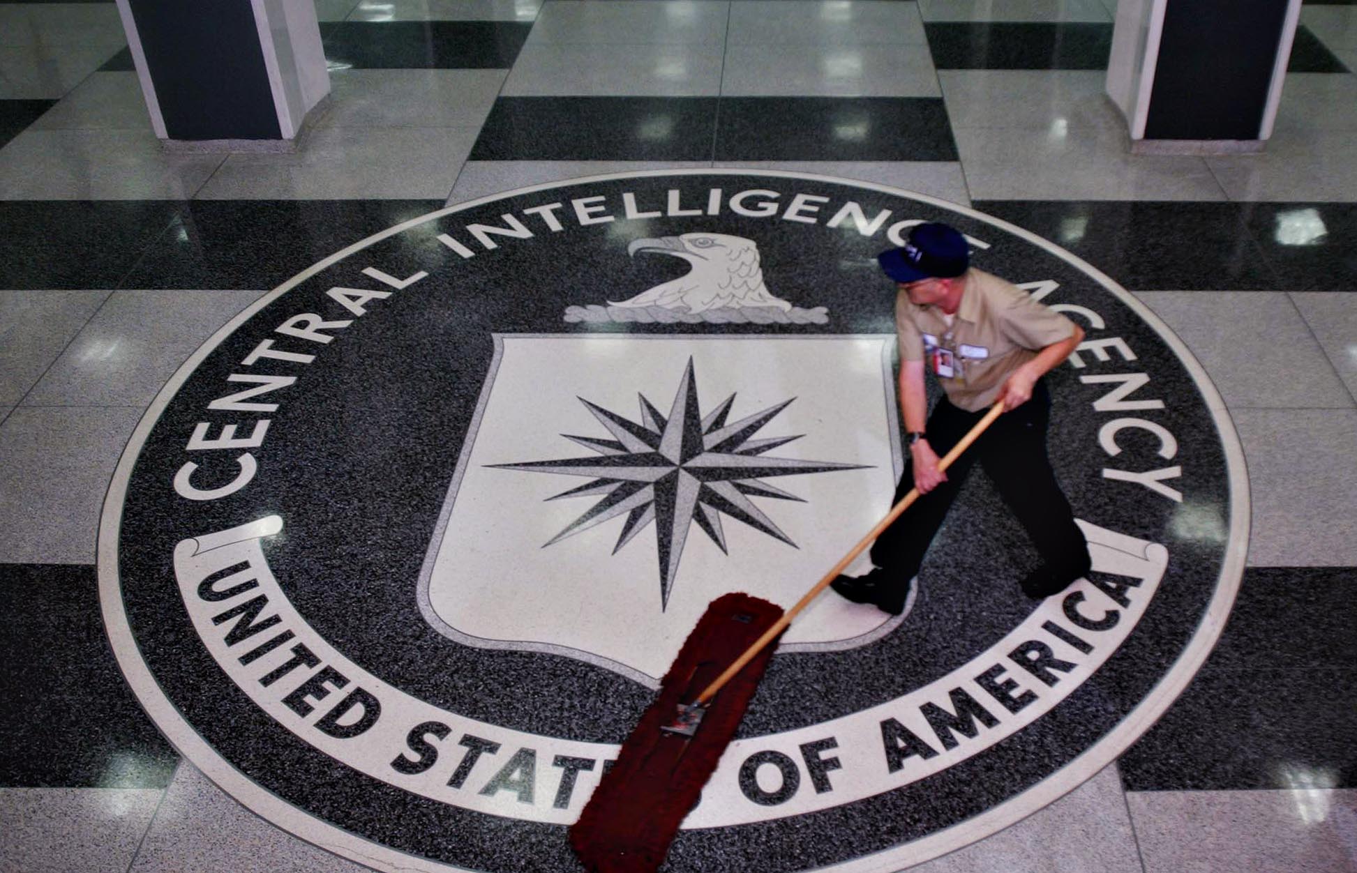A worker at a Central Intelligence Agency headquarters clean