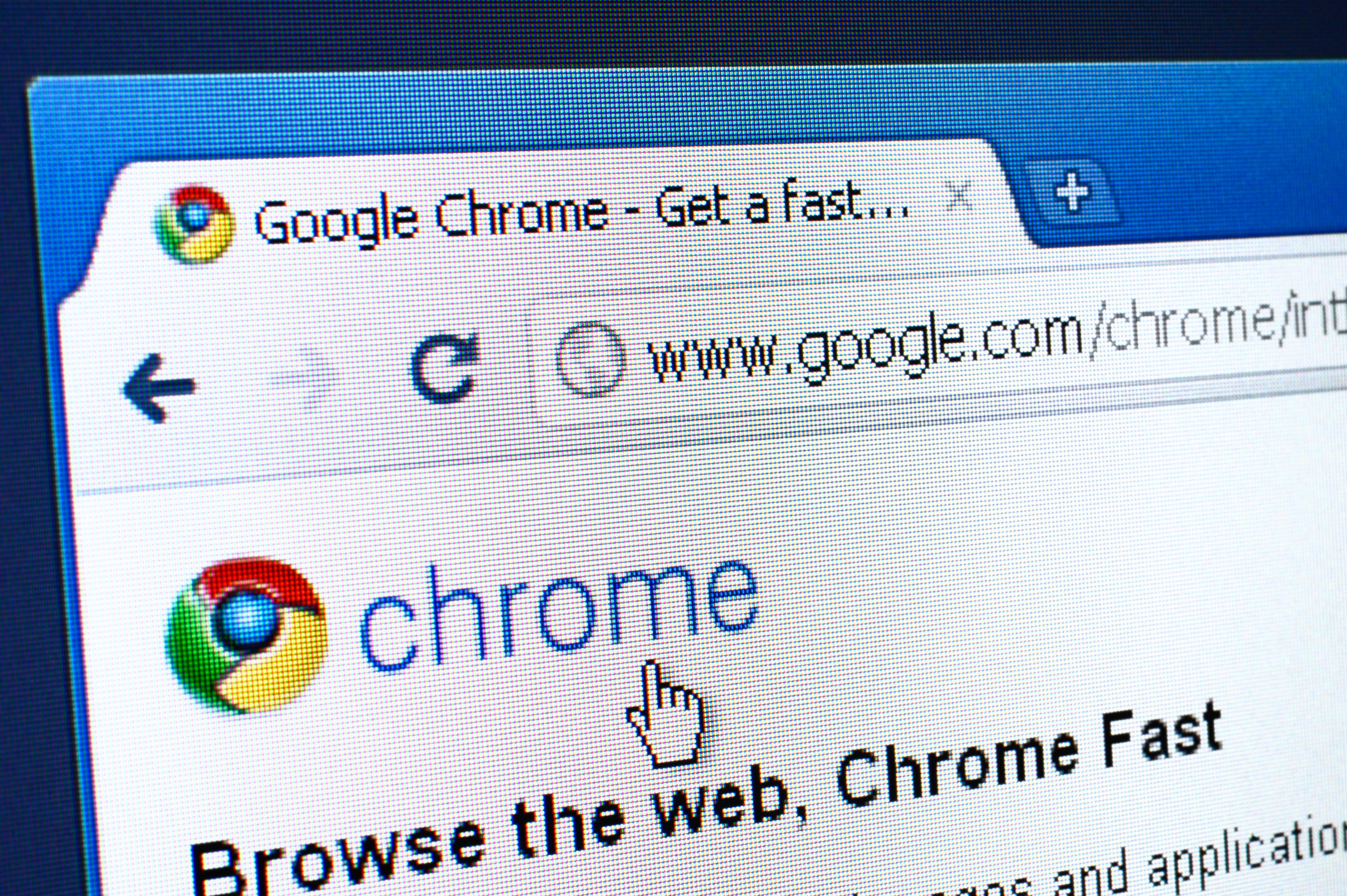 Chrome webpage on the browser