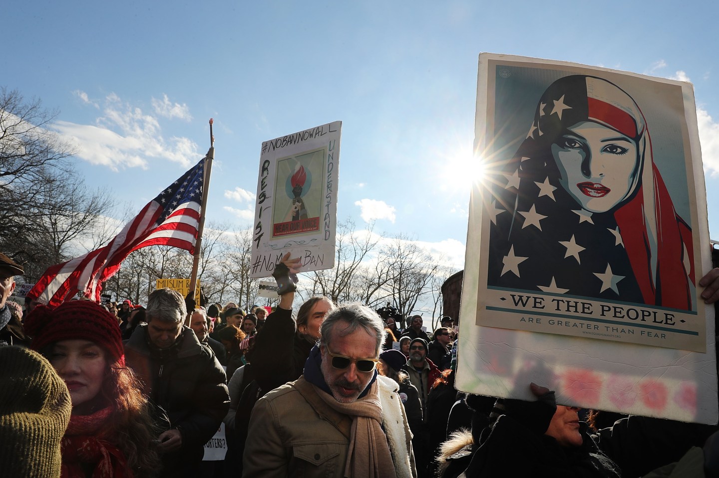 Rally And March In NYC Protests Refugee And Muslim Ban