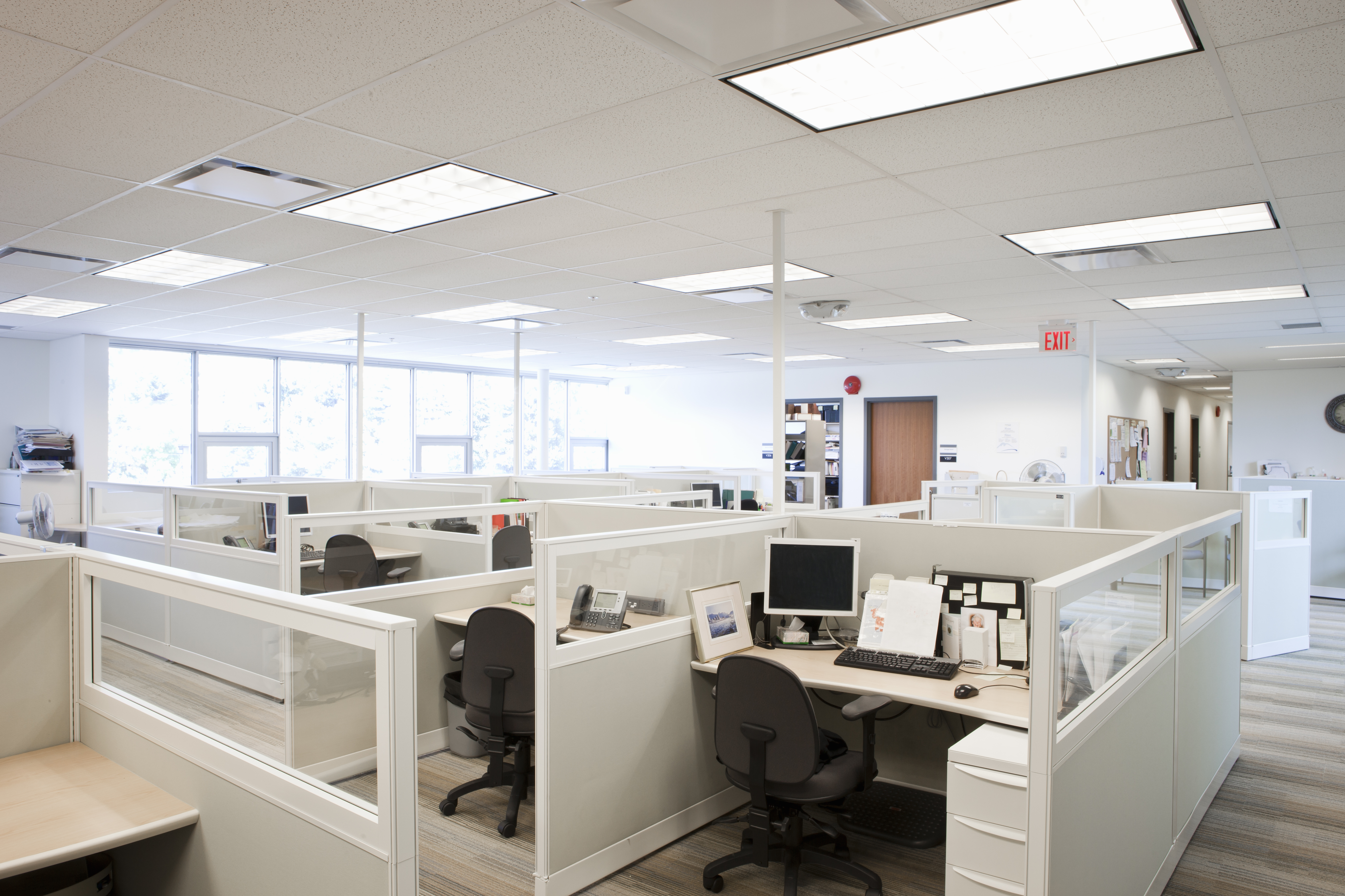 modern office space with cubicles
