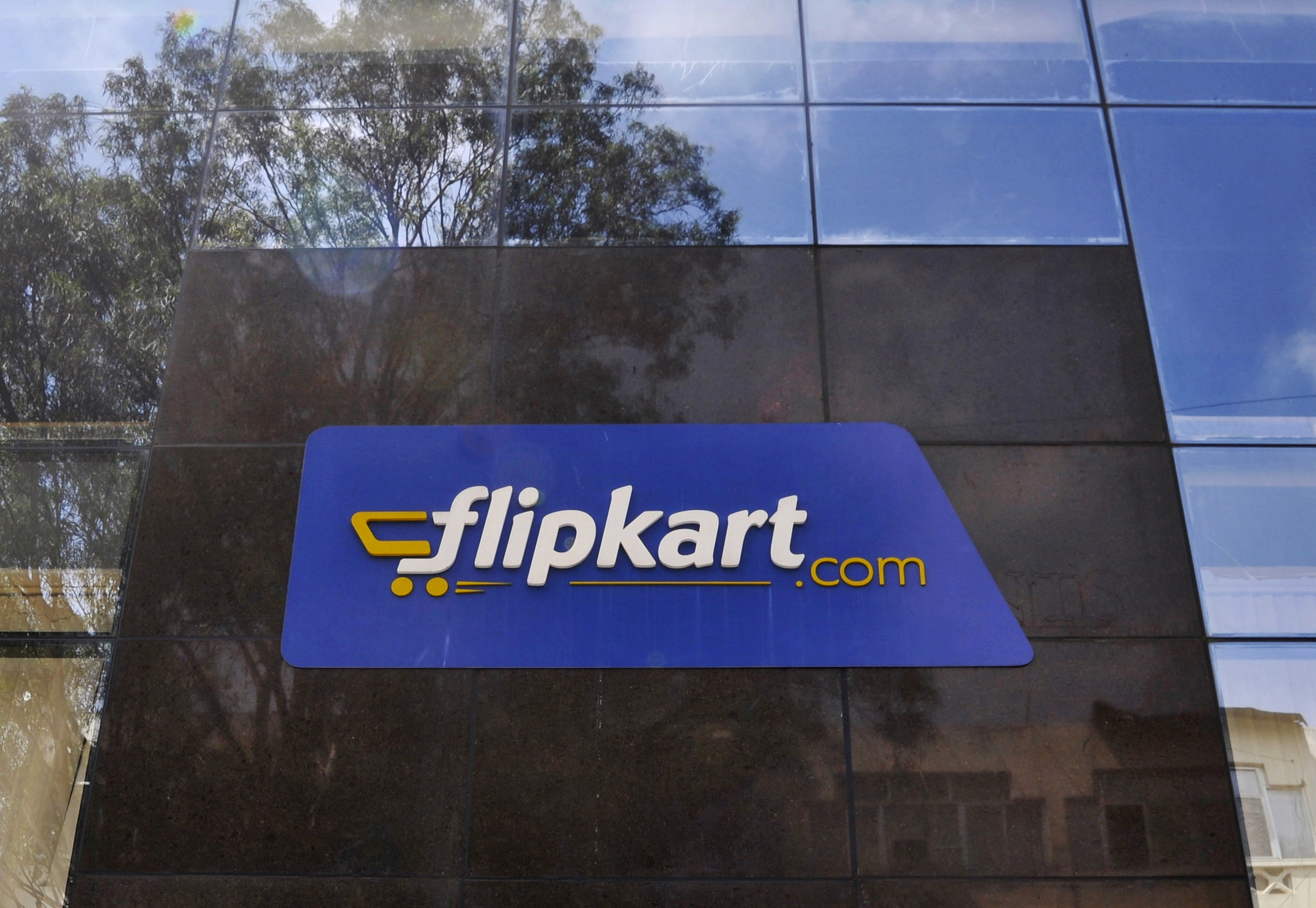 The logo of India's largest online marketplace Flipkart is seen on a building in Bengaluru