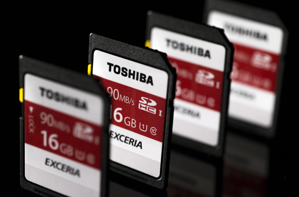 Images Of Toshiba Corp. Flash Memory Products As Company Plans To Sell Its Memory Chip Unit