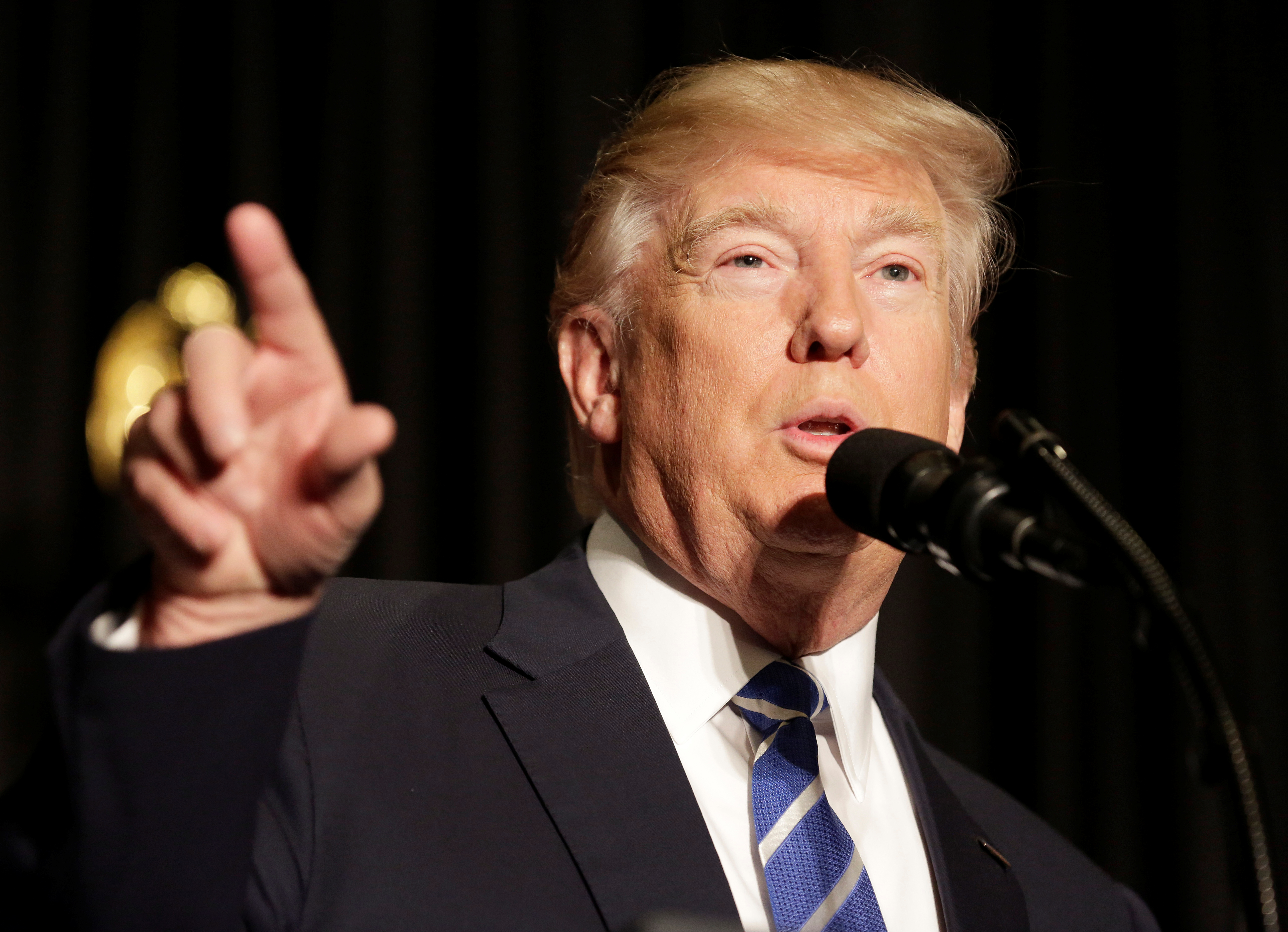 U.S. President Donald Trump speaks to members of the law enforcement at the Major Cities Chiefs Association (MCCA) Winter Conference in Washington.