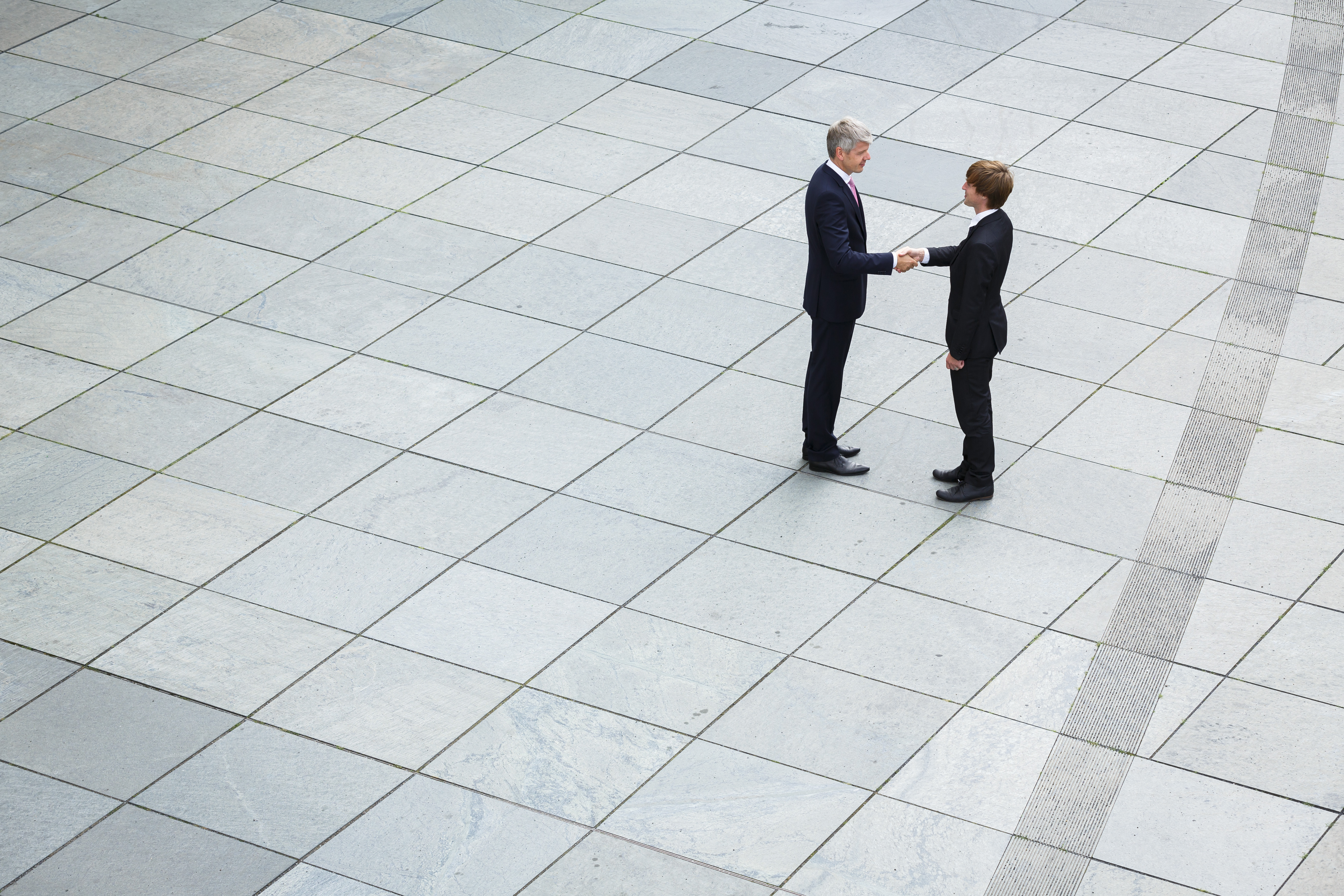 Two men in business business suits shaking hands