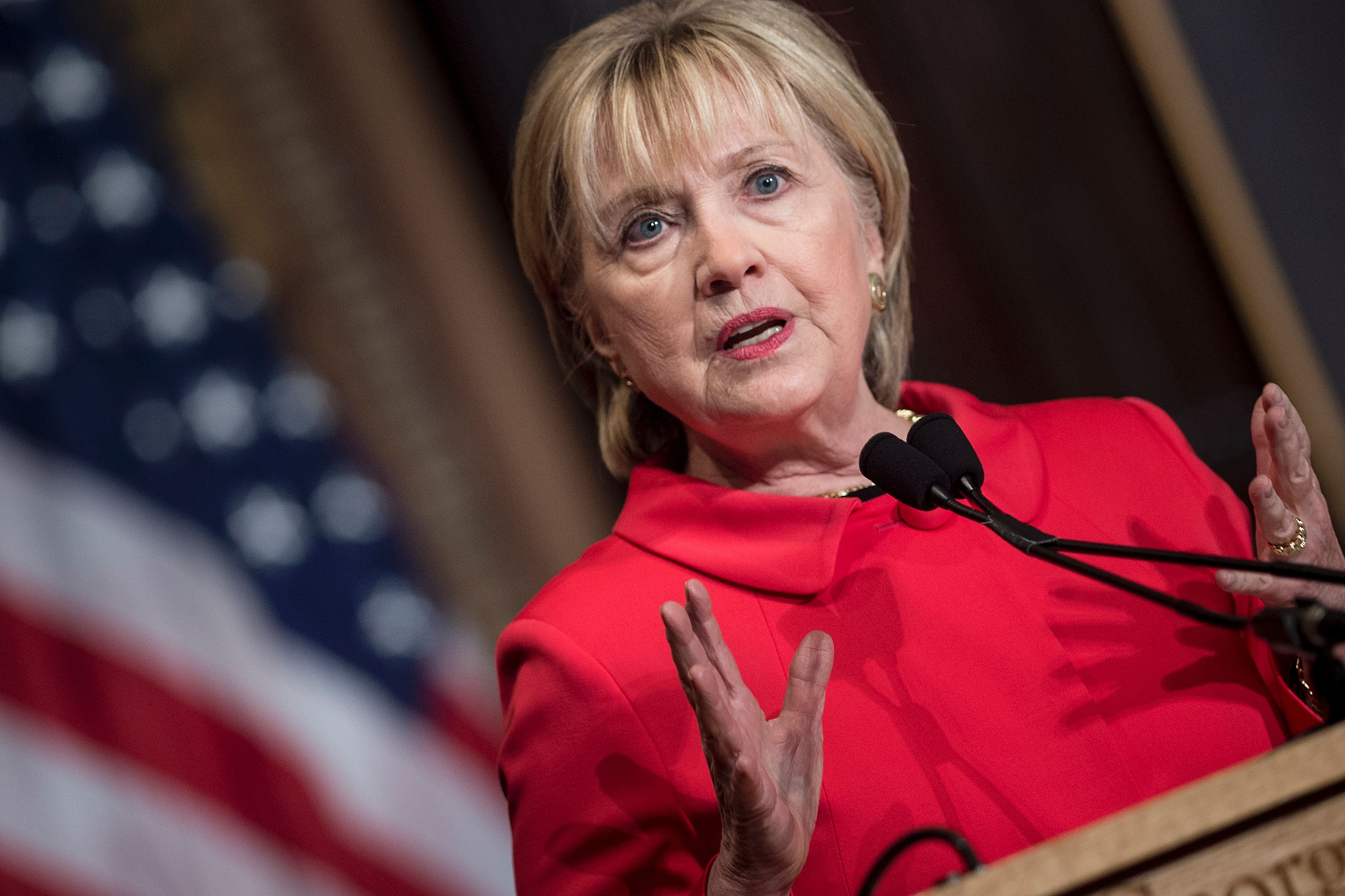 Former US Secretary of State Hillary Clinton speaks during an awards ceremony for the Georgetown Institute for Women at Georgetown University on March 31, 2017 in Washington, DC.