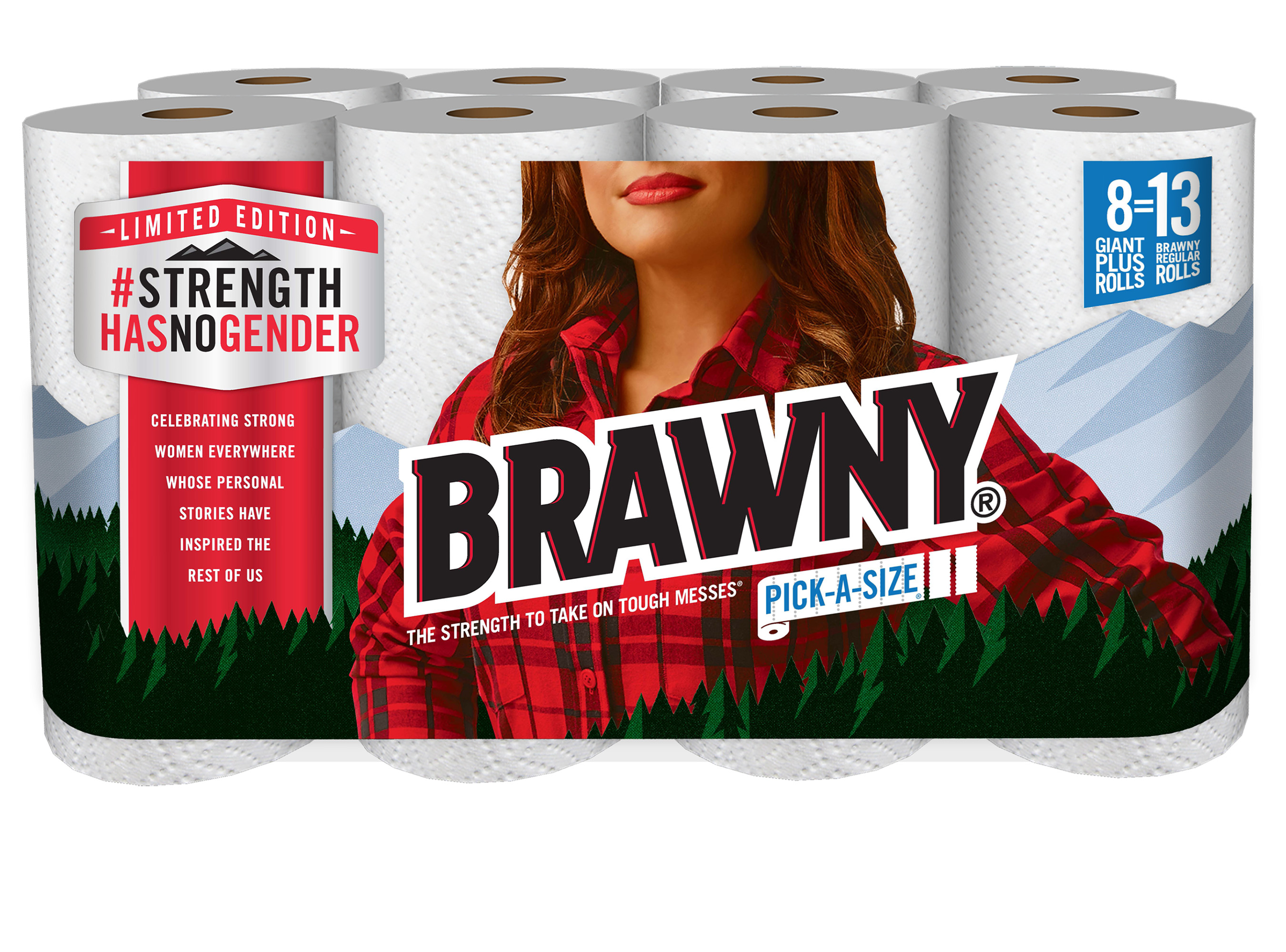 The limited-edition Brawny packaging.