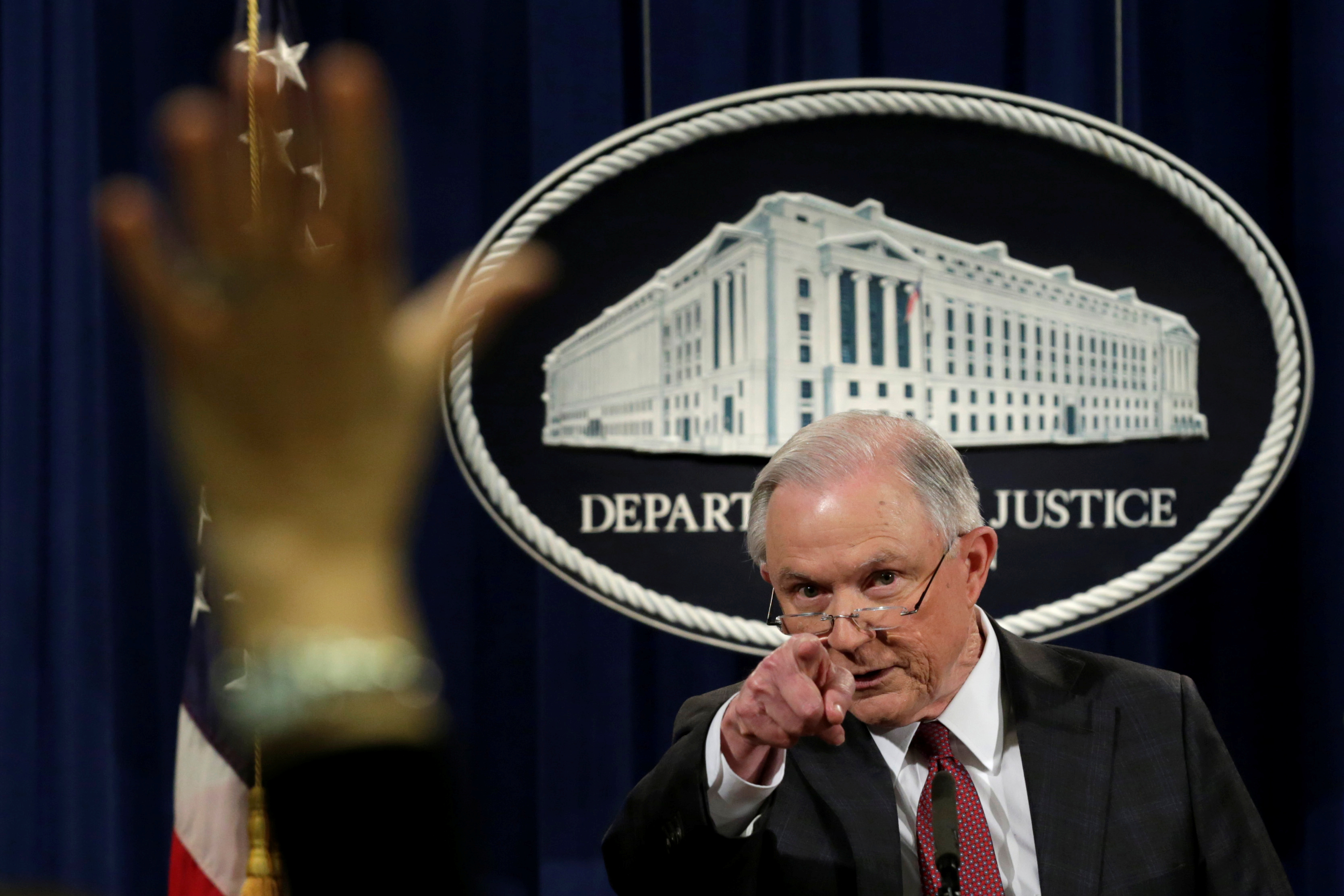 U.S. Attorney General Jeff Sessions speaks at a news conference in Washington