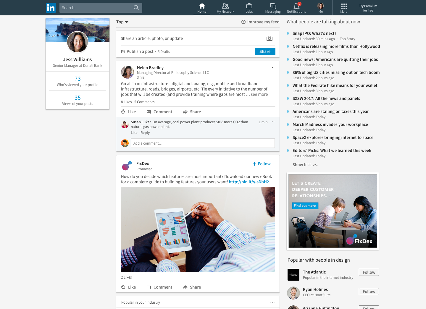 LinkedIn trending news.