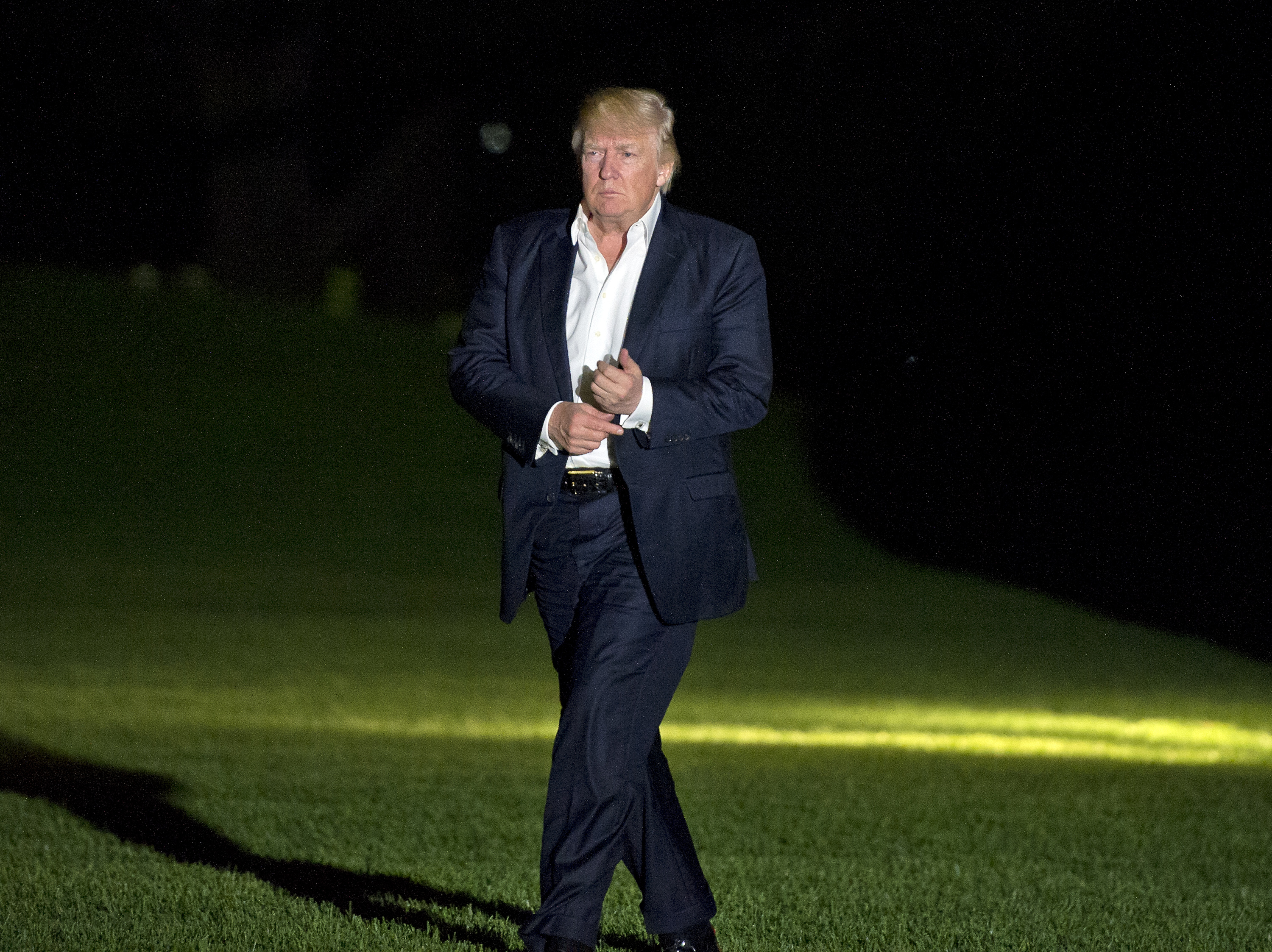 Donald Trump on Sunday returning to Washington, DC. from a weekend trip to the Trump National Golf Club in Bedminster, N.J. The President said his support for historically black colleges and universities is "unwavering."
