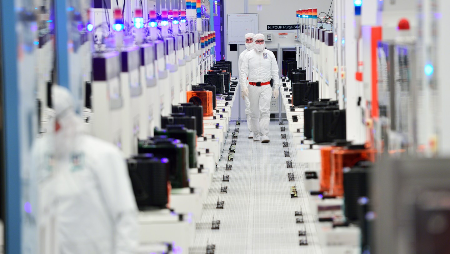 Intel Corporation’s employees work in the D1X fabrication faci