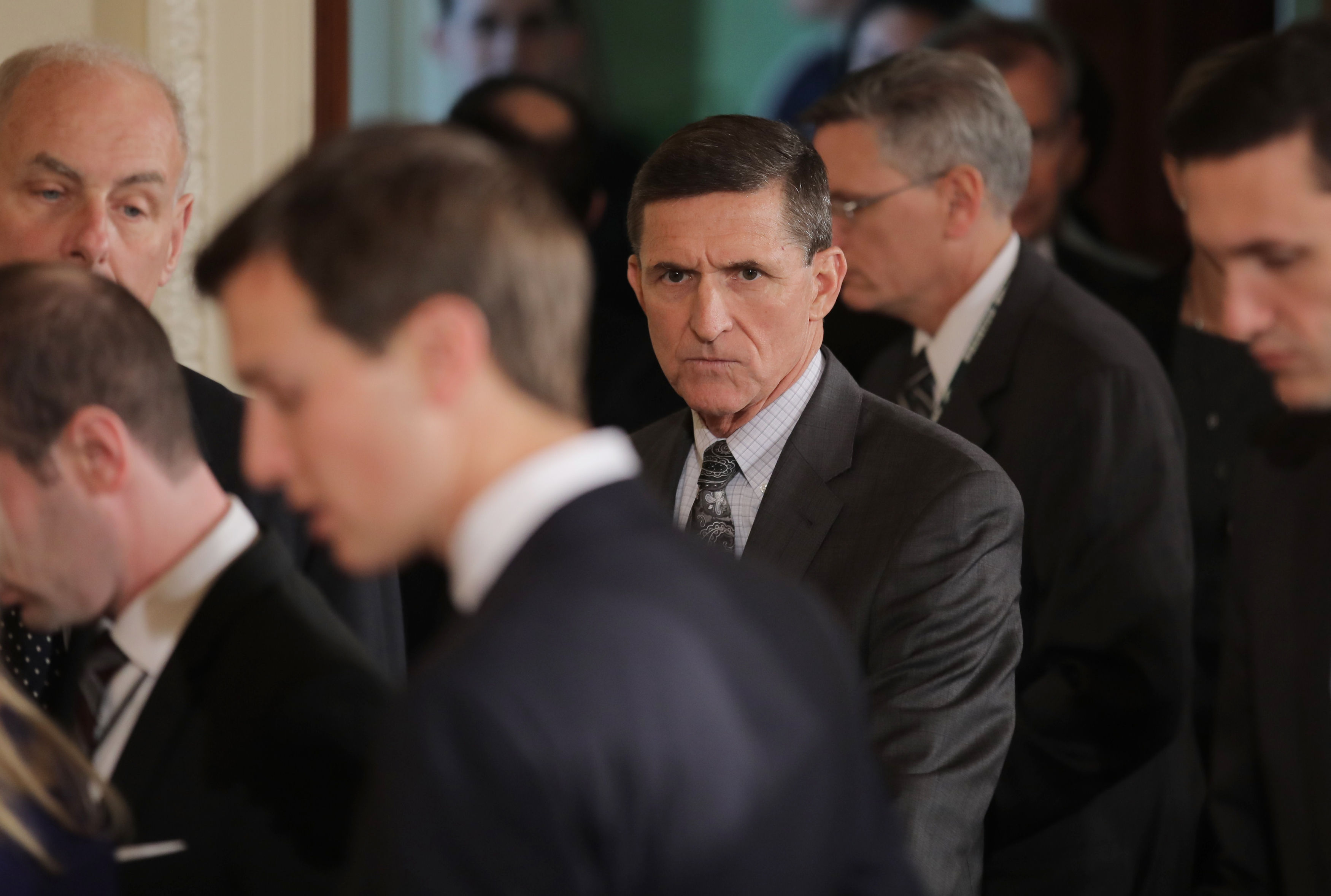 White House National Security Advisor Flynn arrives for Trudeau-Trump joint news conference at the White House in Washington