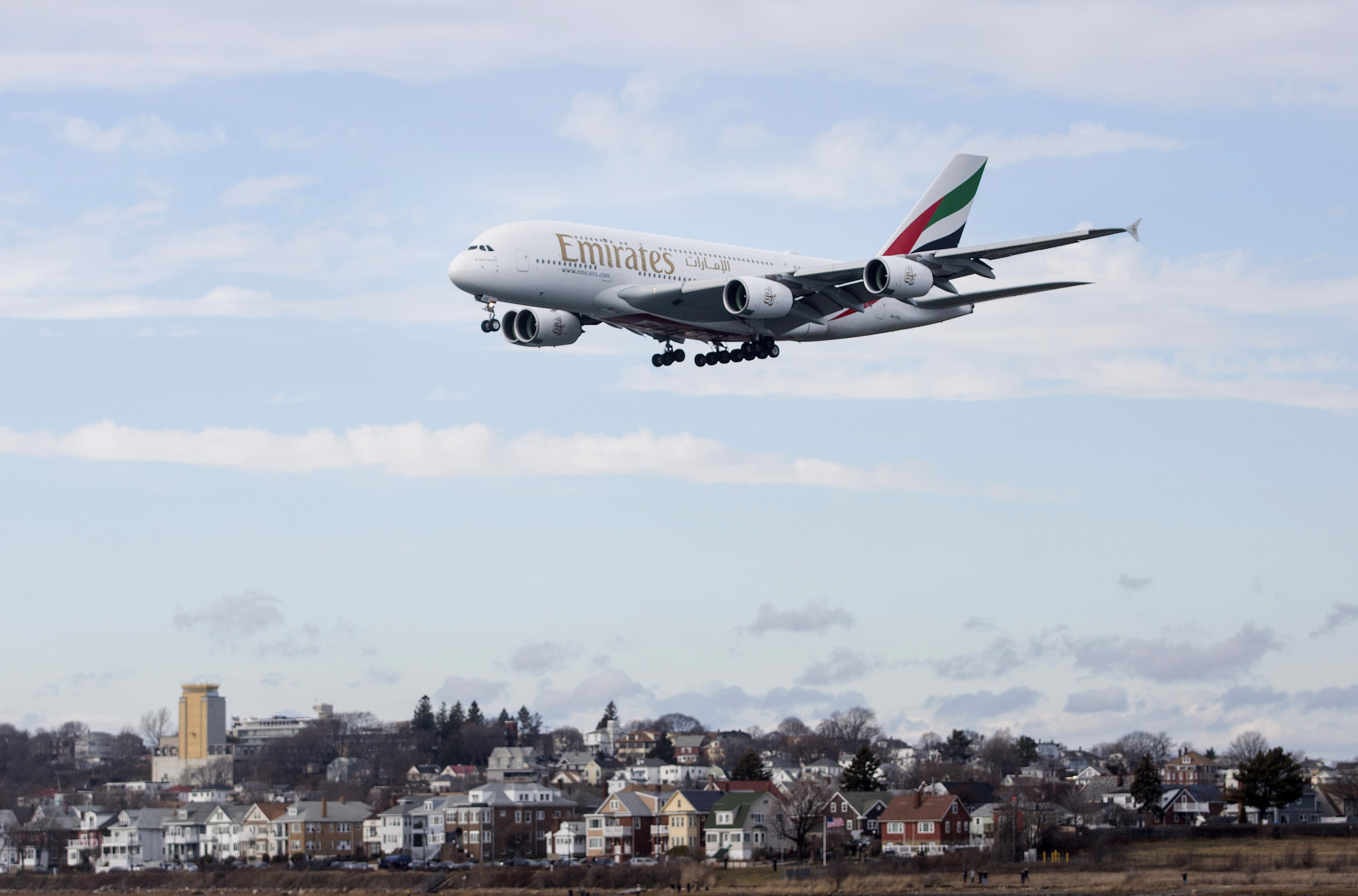 An Emirates Airbus A380 plane.