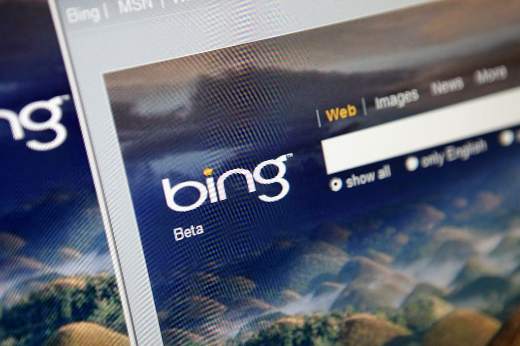 Microsoft Corp.'s Bing search engine is displayed for a phot